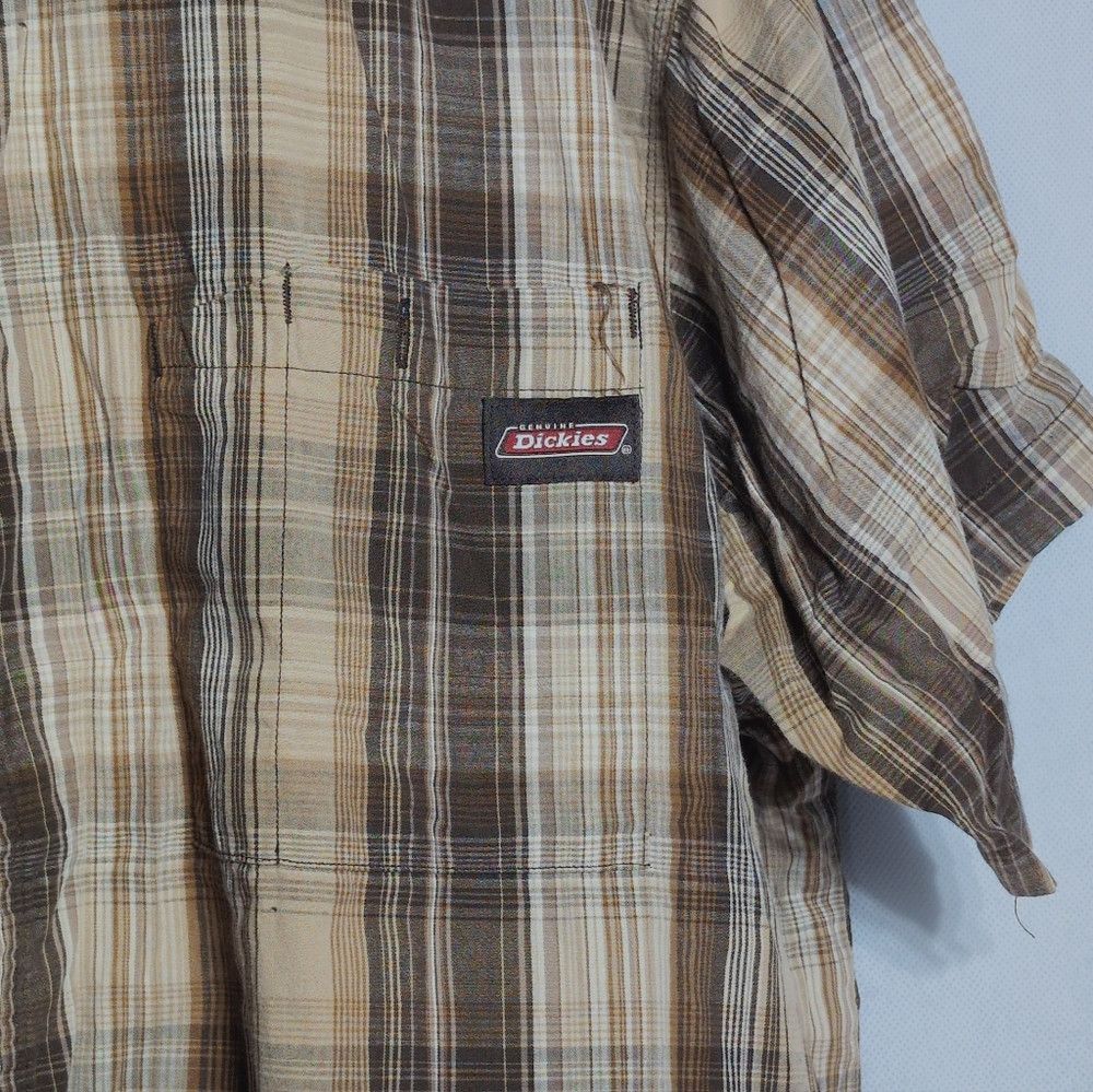 Dickies Dickies Brown and Yellow Sz 2XL Casual Button Down Shirt Size US XXL / EU 58 / 5 - 3 Thumbnail