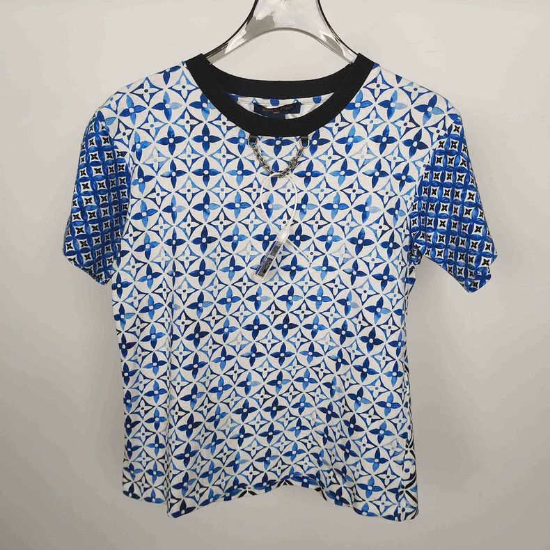 Louis Vuitton Louis Vuitton Blue flower full print short sleeve Size XS / US 0-2 / IT 36-38 - 1 Thumbnail