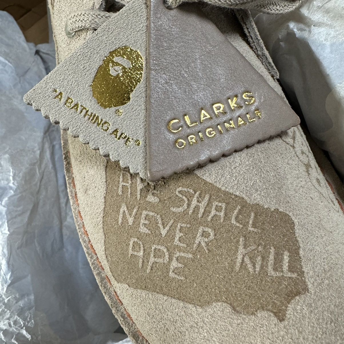 Bape × Clarks Bape Clark’s Desert Boot Grey Embossed Size US 10.5 / EU 43-44 - 8 Thumbnail