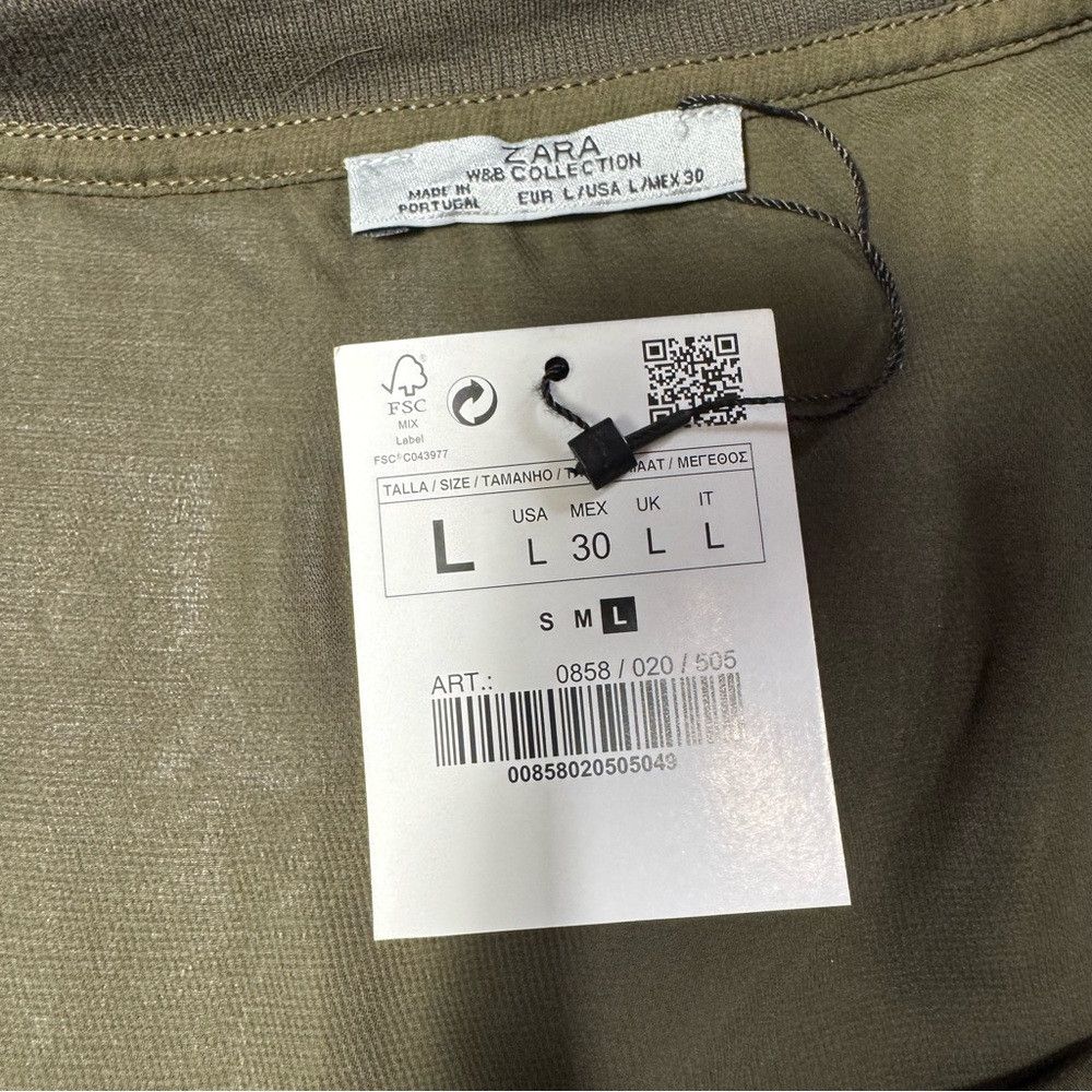 Zara NWT New Zara Cotton Blend Long Sleeve Olive Tee Size L Size L / US 10 / IT 46 - 6 Thumbnail