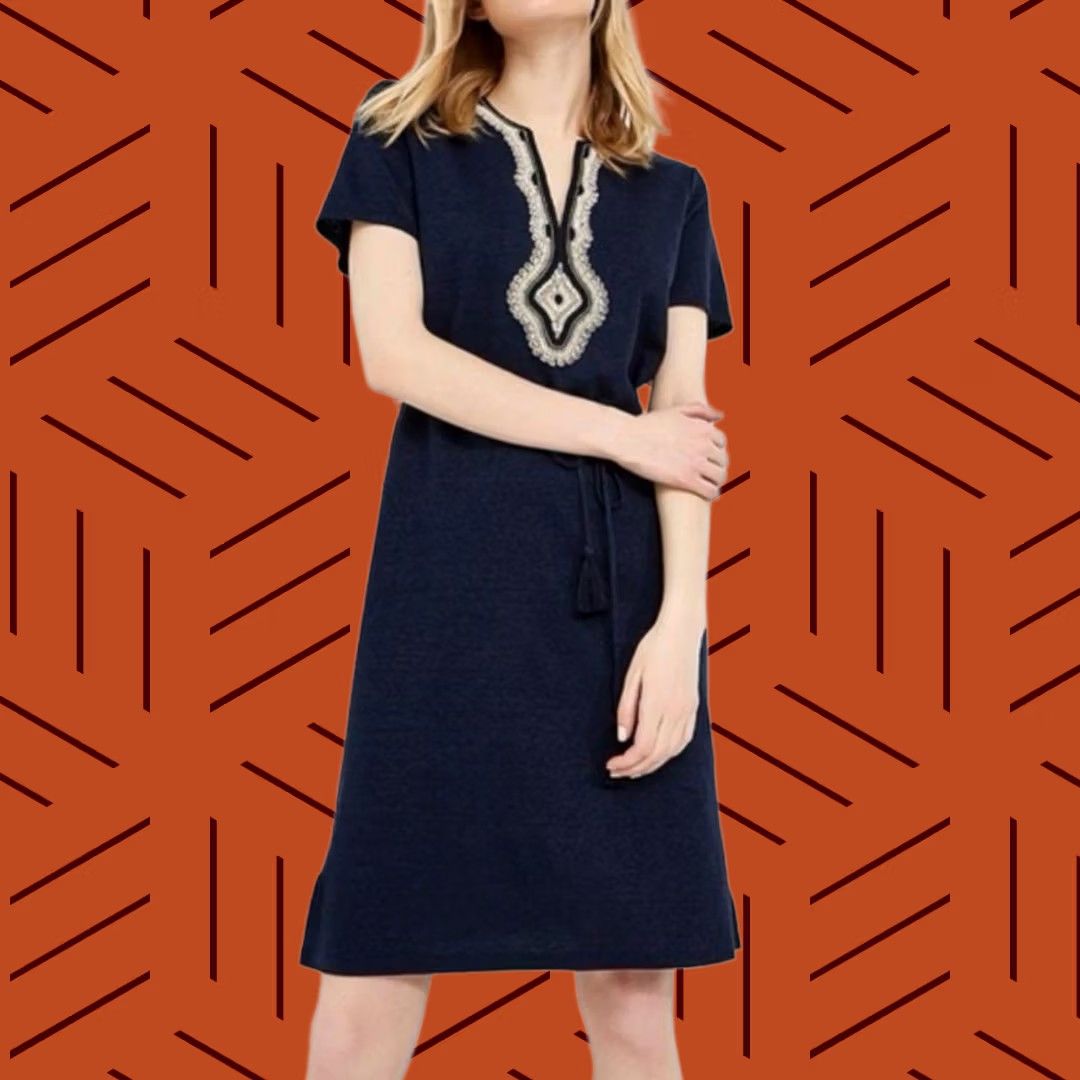 Tory Burch Tory Burch Liliana Soutache Linen Dress Navy Blue S Dress Knee Length Women Linen Color Blue 90s? Market? Size S / US 4 / IT 40 - 1 Thumbnail