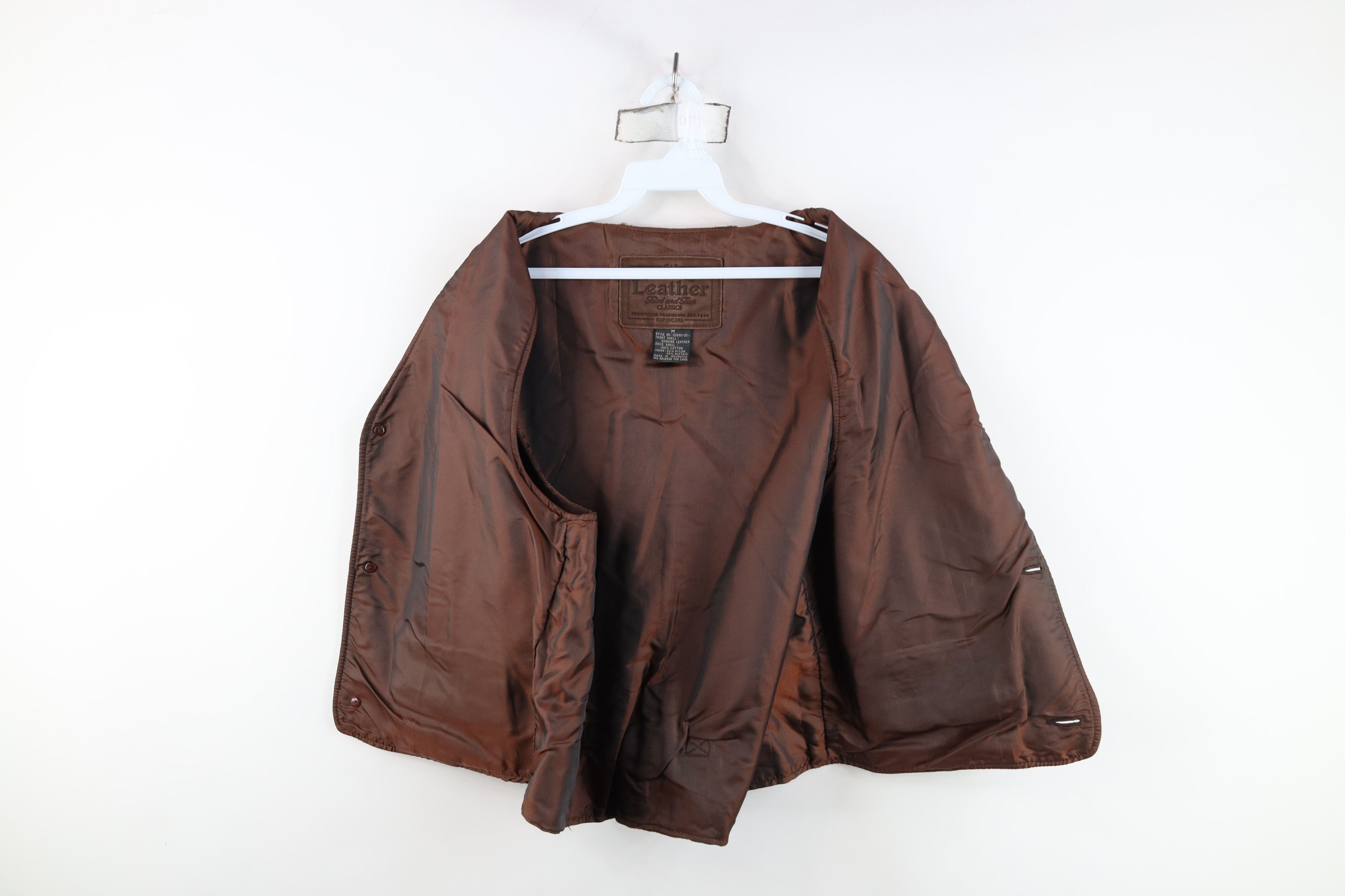 Gap Vintage 90s Gap Buckle Back Suede Leather Vest Jacket Brown Size US M / EU 48-50 / 2 - 9 Thumbnail