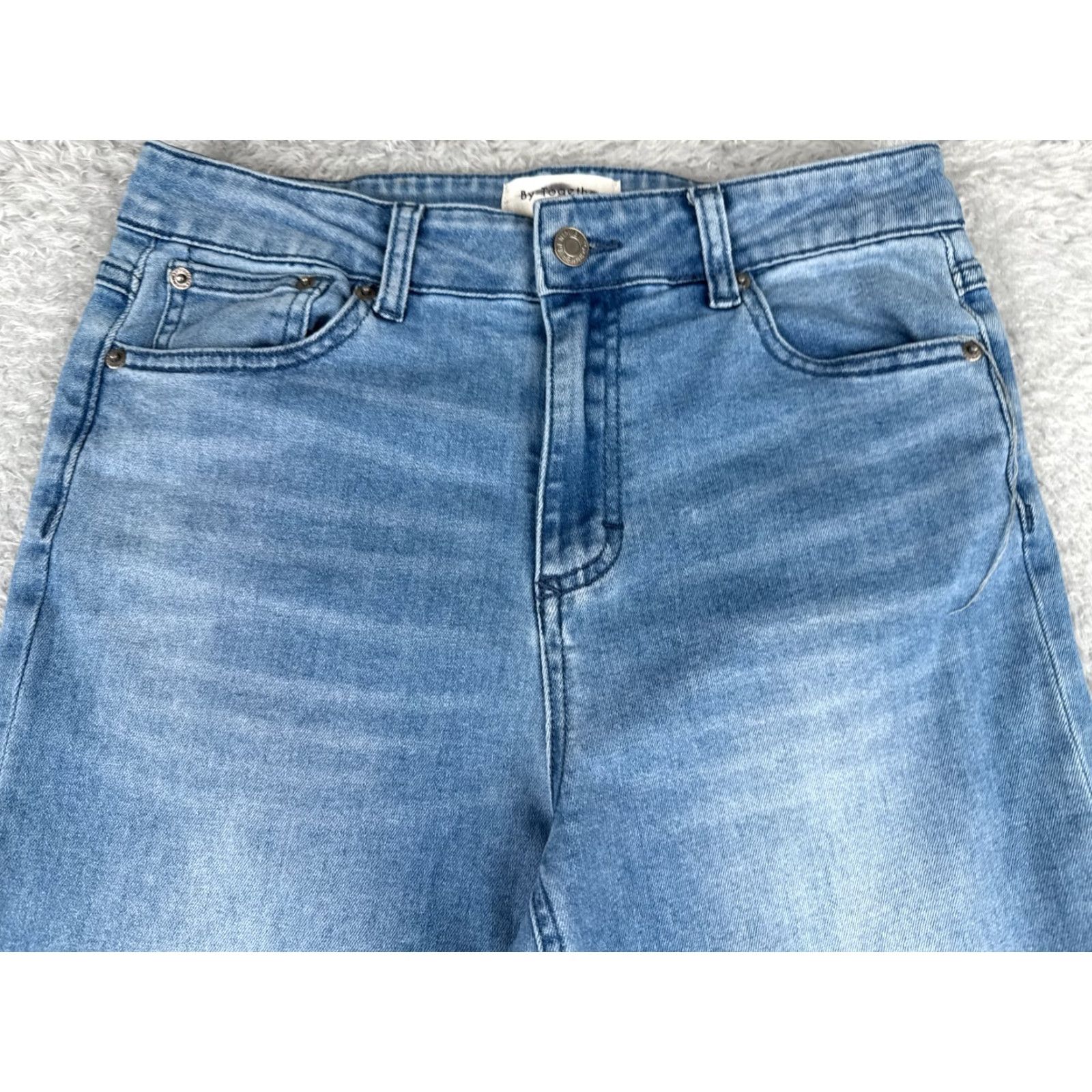 Vintage By Together Jeans Adult Medium Blue Wide Flared High Rise Cotton Blend 28x31 90s Womens Size 32" / US 10 / IT 46 - 4 Thumbnail