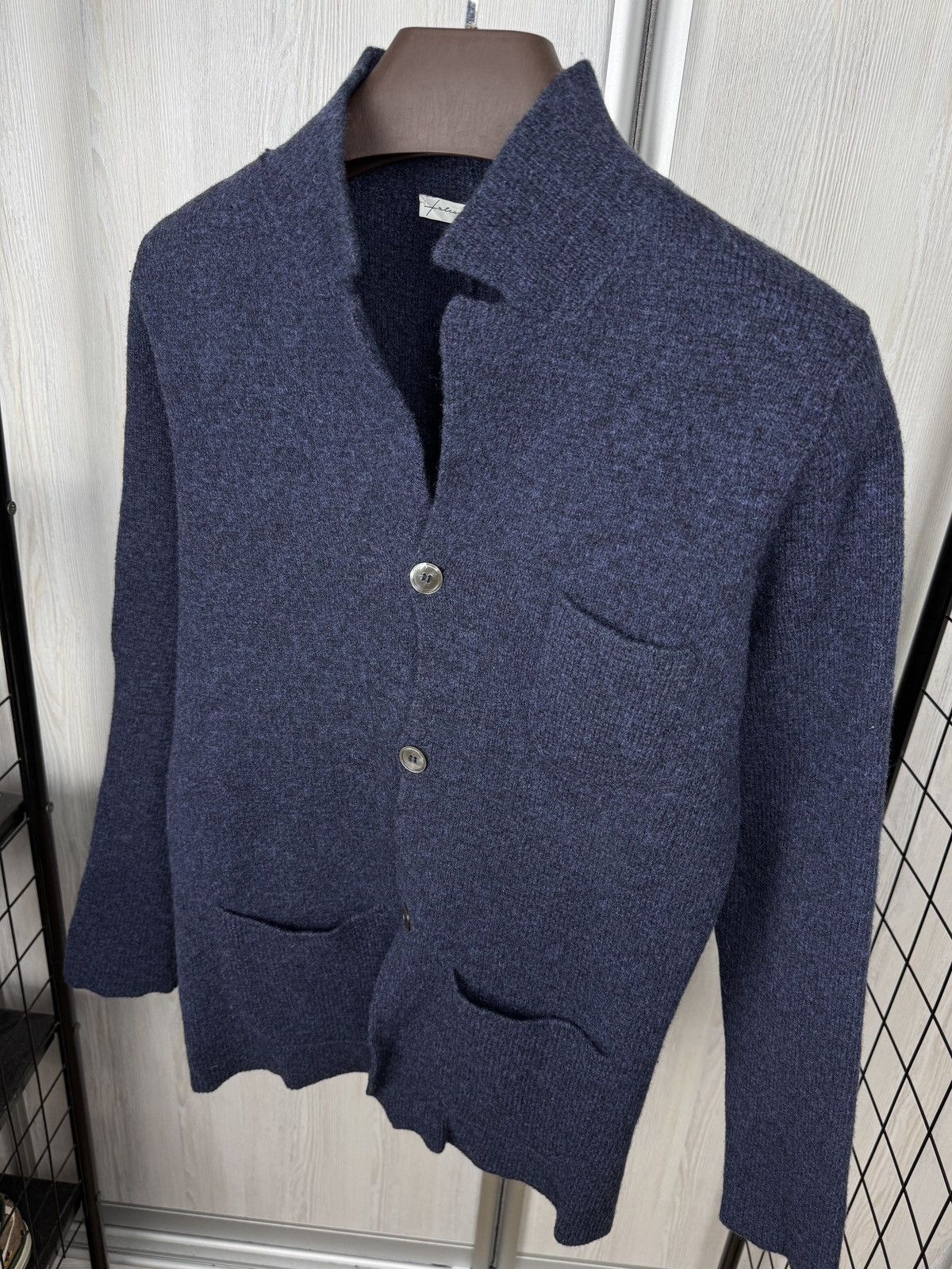Falcone Falconeri blue knitted 3 button blazer cardigan Size 36R - 7 Thumbnail
