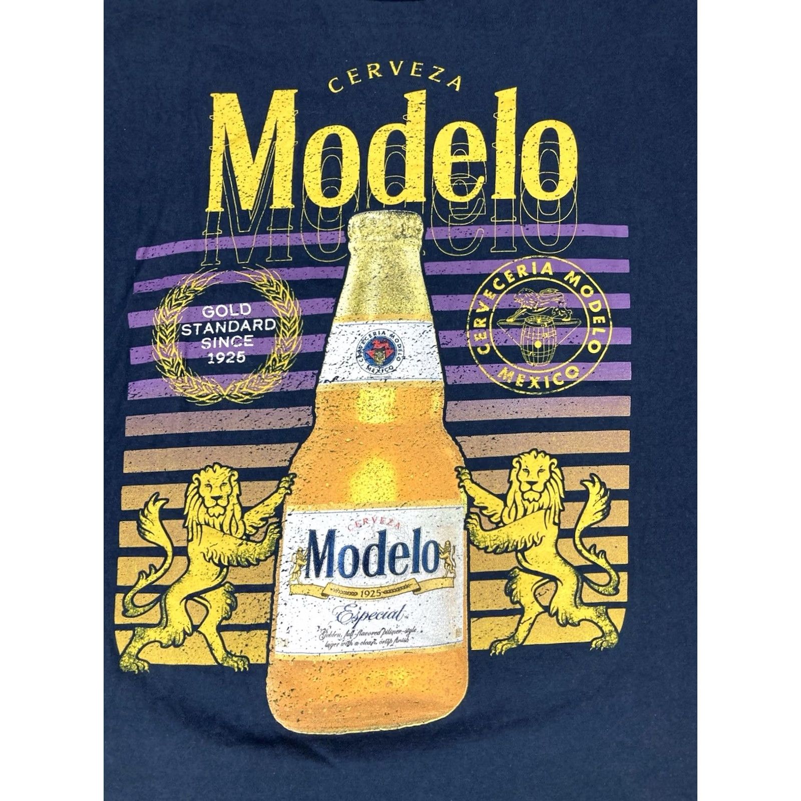 Ripple Junction Modelo Beer Logo Graphic T-shirt Men XXL Blue Short Sleeve Size US XXL / EU 58 / 5 - 2 Thumbnail