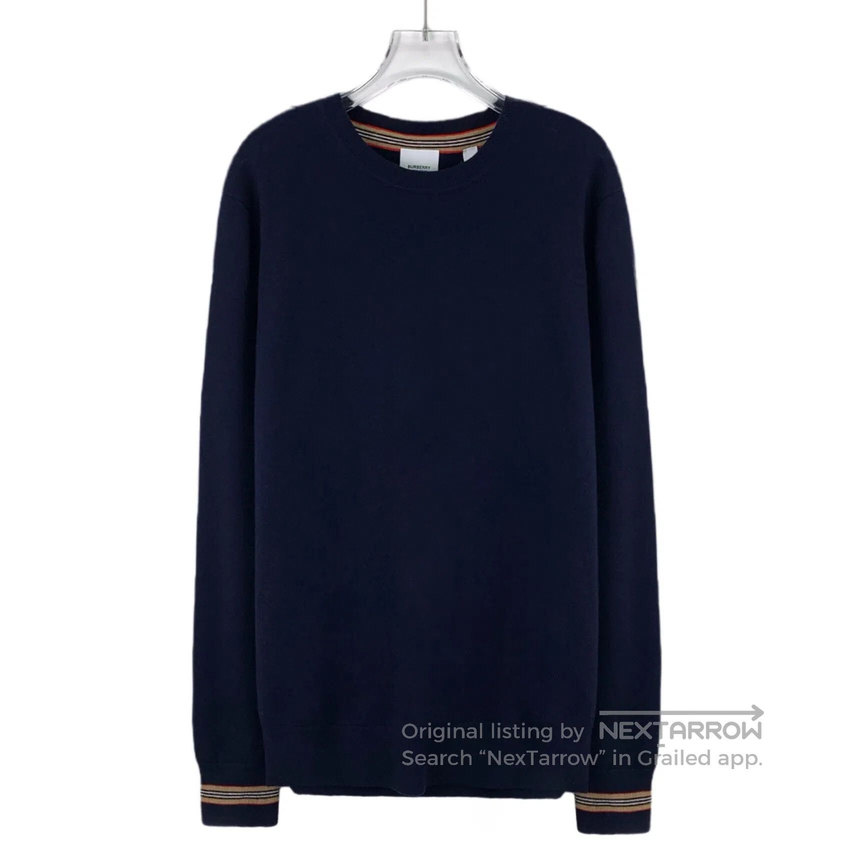 Burberry Burberry Navy blue striped mixed cashmere wool round neck Size US M / EU 48-50 / 2 - 1 Thumbnail