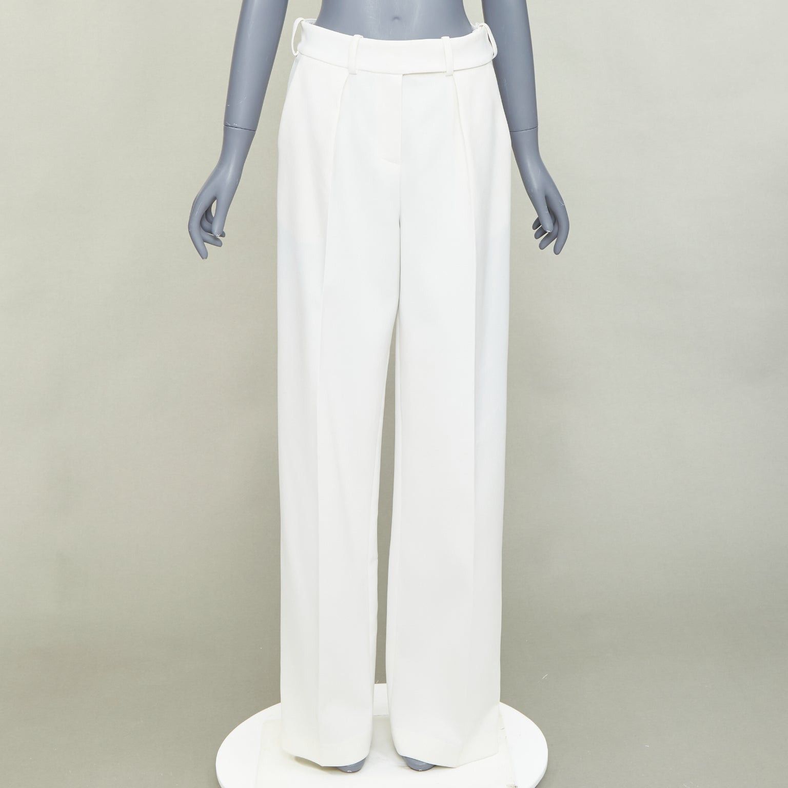 Alexandre Vauthier ALEXANDRE VAUTHIER white satin trim pleated front wide pants FR36 S Size 26" / US 2 / IT 38 - 1 Thumbnail