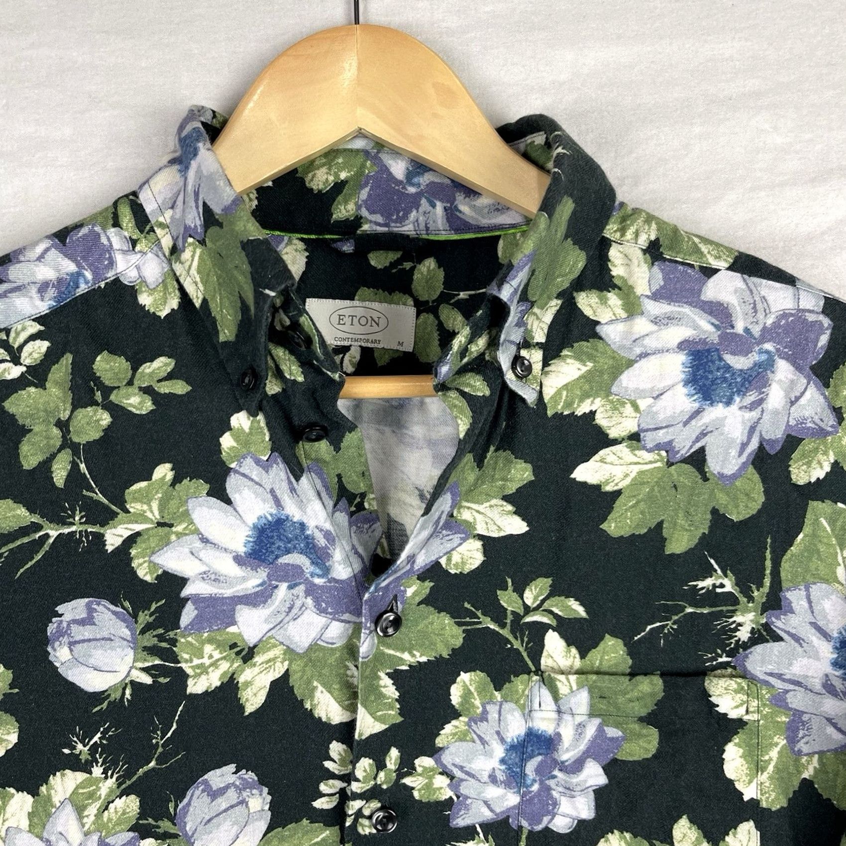 Eton Eton Shirt Mens M 40 15-3/4 Black Floral Contemporary Button-Up Long Sleeve Shirt Mens Black Floral Button-Up Size US M / EU 48-50 / 2 - 5 Thumbnail