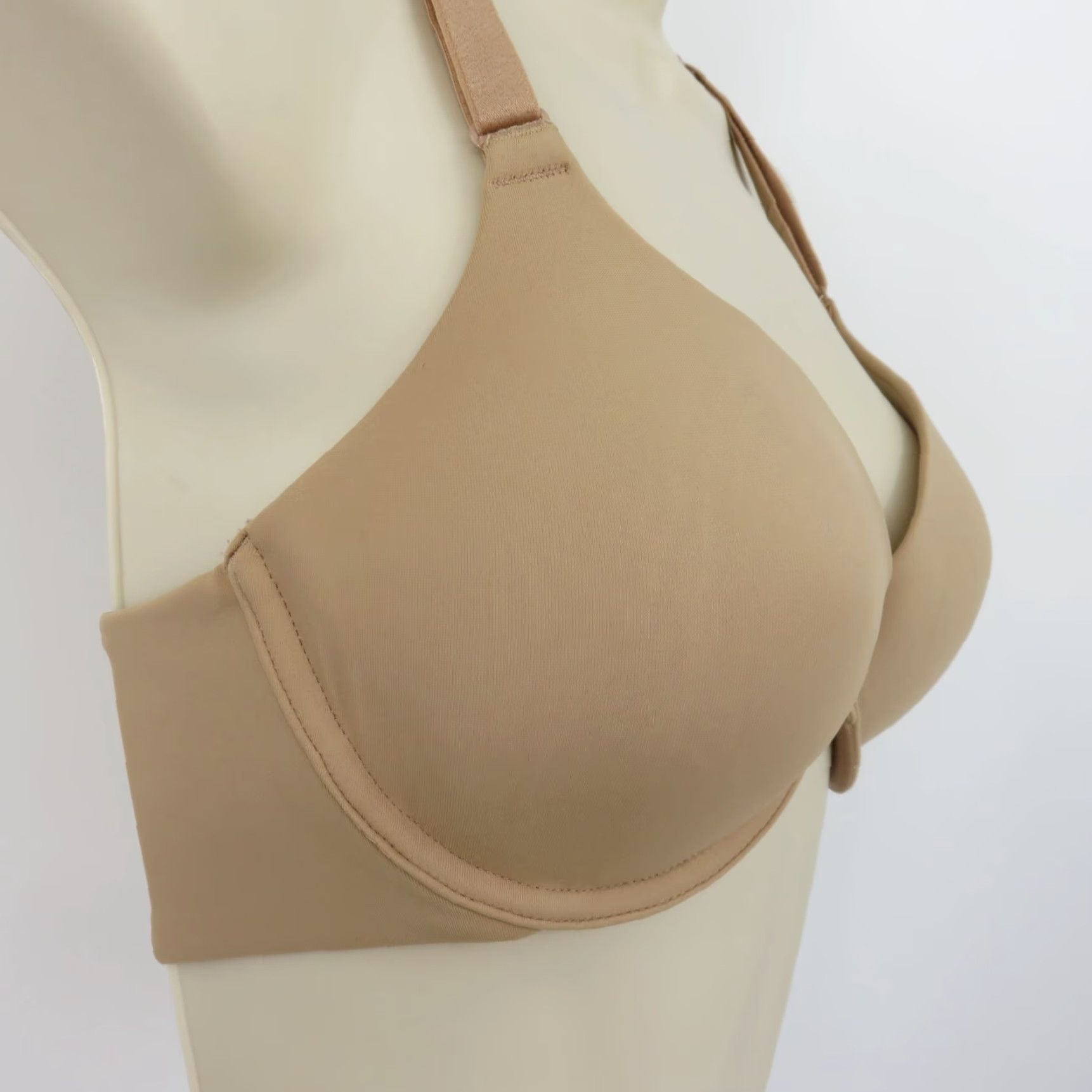 Vintage Ambrielle 34B Everyday Lightly Lined Front Close Bra Underwire Solid Beige Nylon Size ONE SIZE - 2 Thumbnail