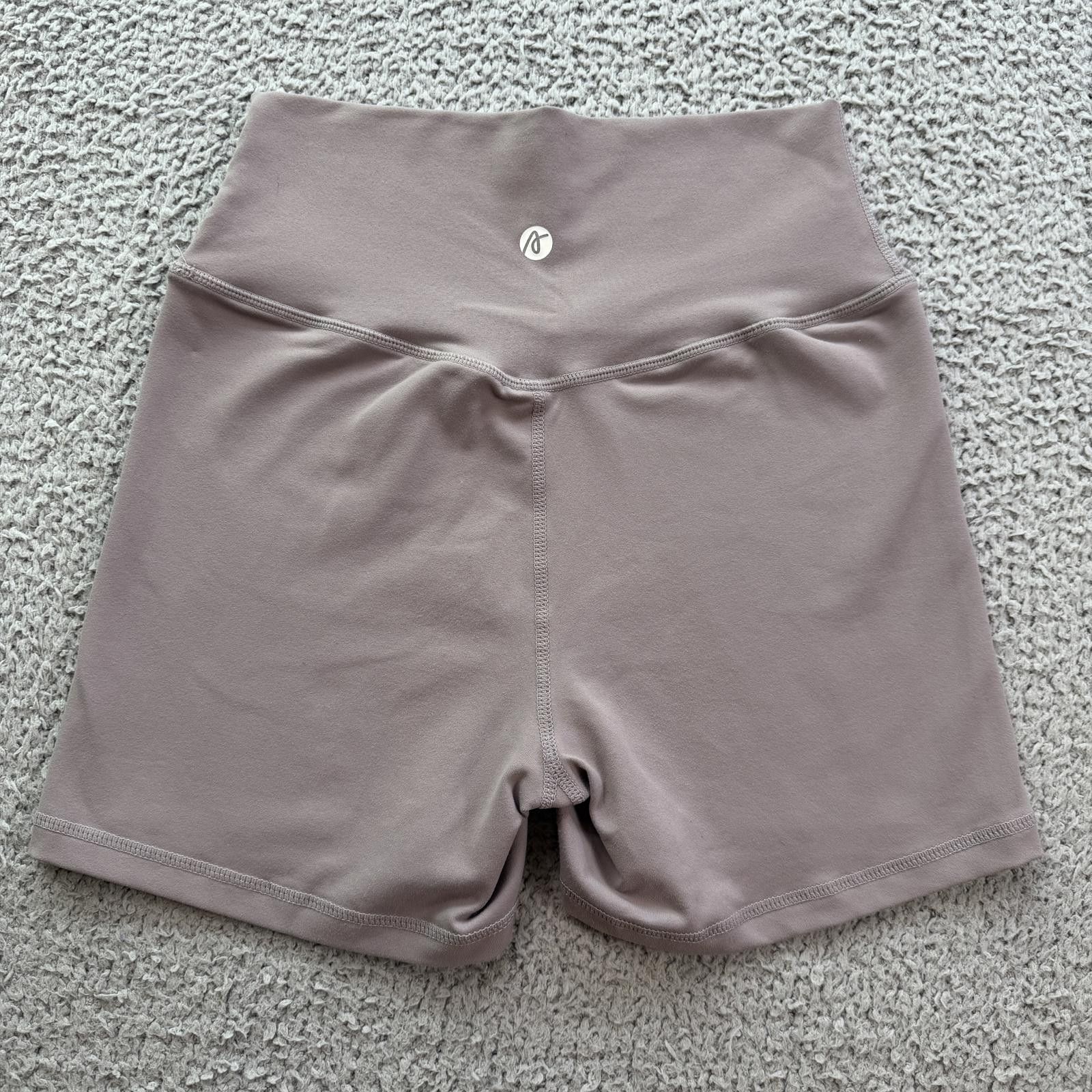 Virgil Abloh AYBL Taupe High Waisted Biker Shorts Womens S Gym Activewear Size 28" / US 6 / IT 42 - 2 Thumbnail