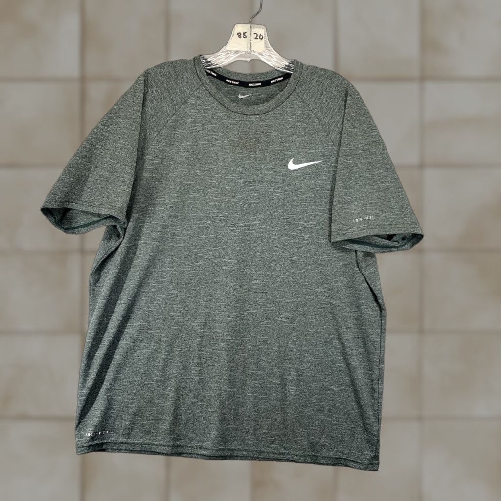 Nike Nike Swim Men's Short Sleeve Shirt Dri-Fit UPF 40+ Sage White Swoosh L Size US L / EU 52-54 / 3 - 1 Thumbnail