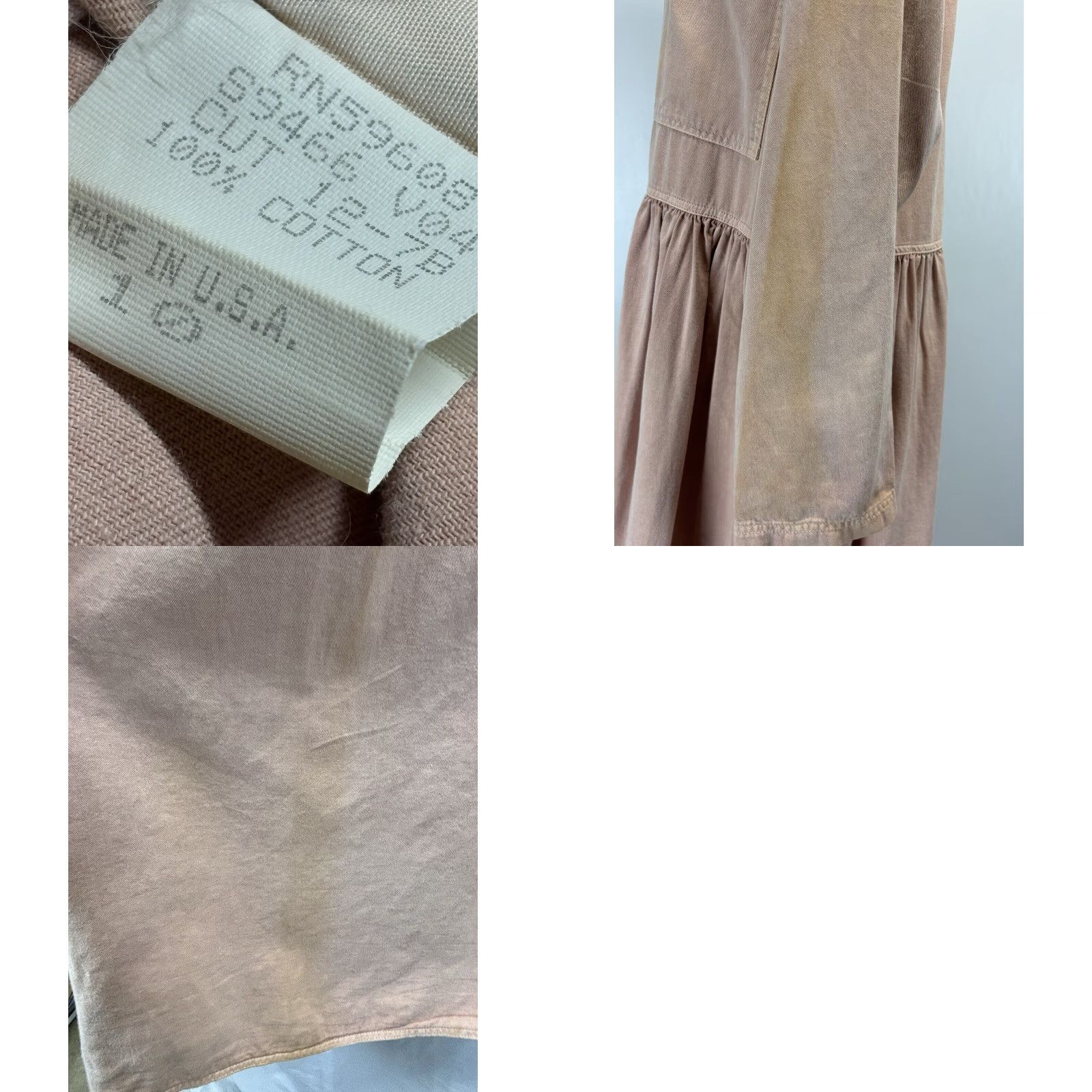 Vintage VINTAGE Bonnie Strauss Canvas Maxi Dress Size 10 Long Sleeve Pink Tan Casual Pockets Womens Size L / US 10 / IT 46 - 8 Thumbnail