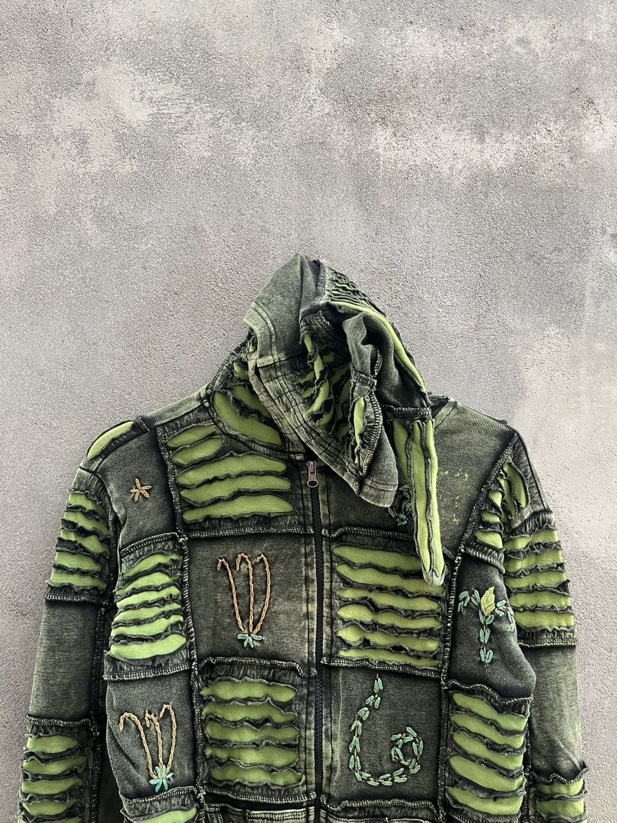 Japanese Brand Handcrafted Boho Patchwork Hoodie - Psychedelic Grunge Y2K Size US XL / EU 56 / 4 - 5 Thumbnail