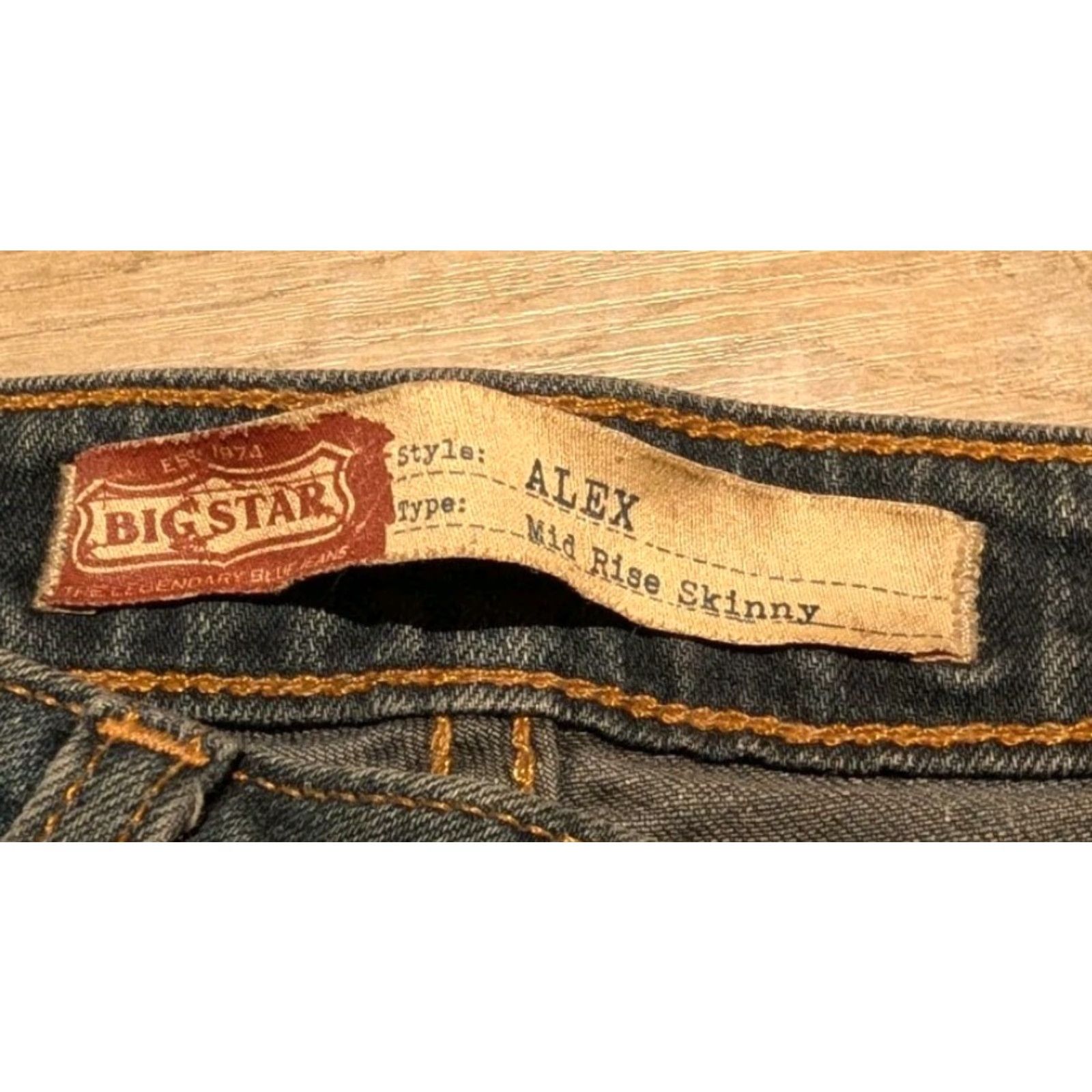 Denime BIG STAR Denim Women’s Size 29 Medium Blue Wash Alex Mid Rise Skinny Jeans 30x31 Size 29" - 7 Thumbnail