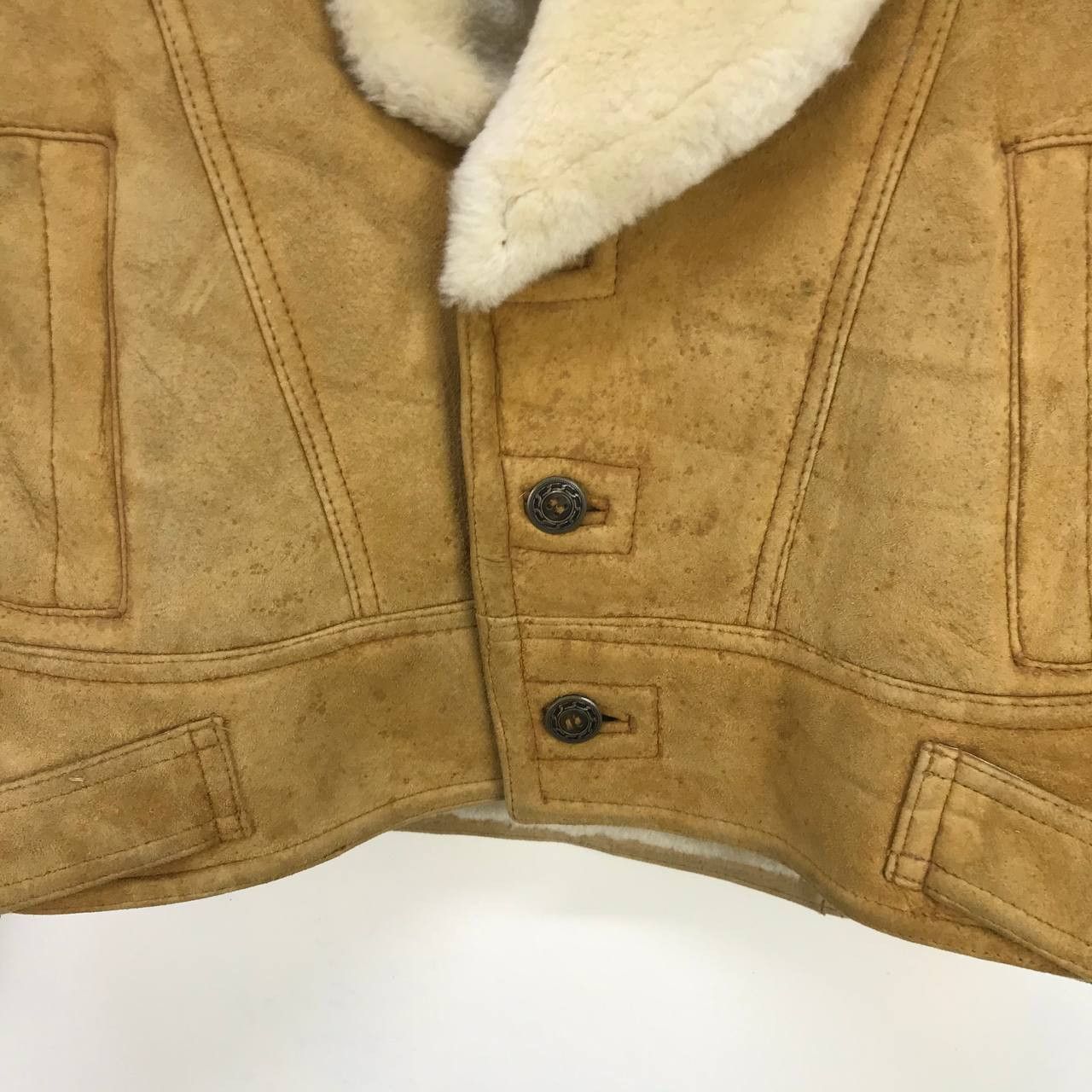 Genuine Leather Vintage Wind Armor Military Style Sheepskin Sherling Coat Size US M / EU 48-50 / 2 - 10 Thumbnail
