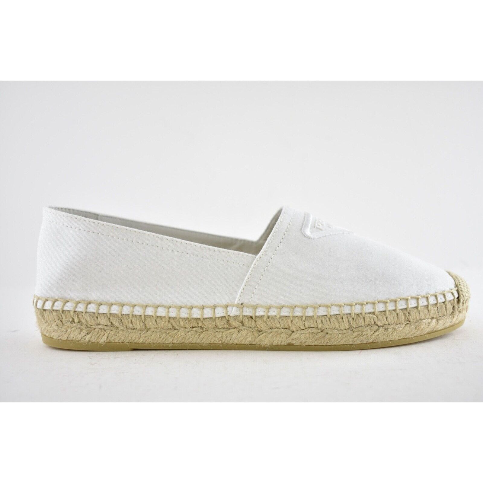 Prada Prada Bianco White Canvas Fabric Triangle Logo Slip On Slide Size US 6 / IT 36 - 3 Thumbnail