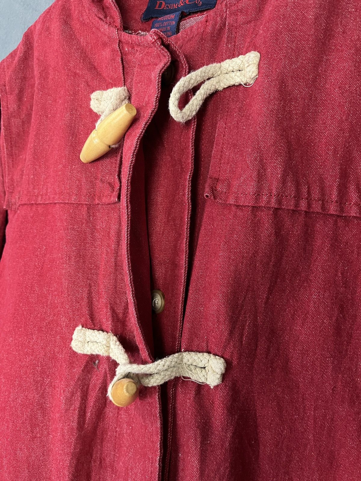 Denim & Co. × Japanese Brand Denim & Co Duffle Coat Red Denim Jacket w Detachable Lining Size US M / EU 48-50 / 2 - 7 Thumbnail