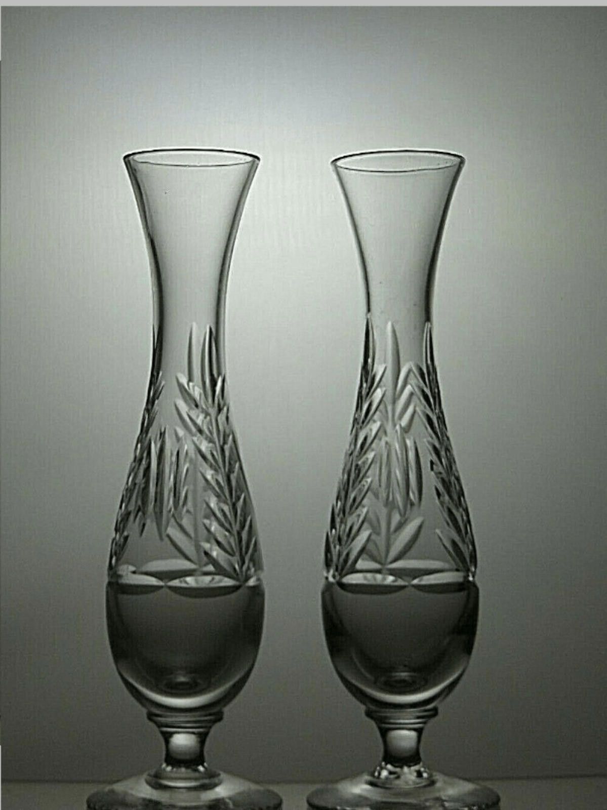 The Unbranded Brand Sterling Cut Glass Crystal Set Of 2 Vases 6 1/2" Size ONE SIZE - 1 Thumbnail