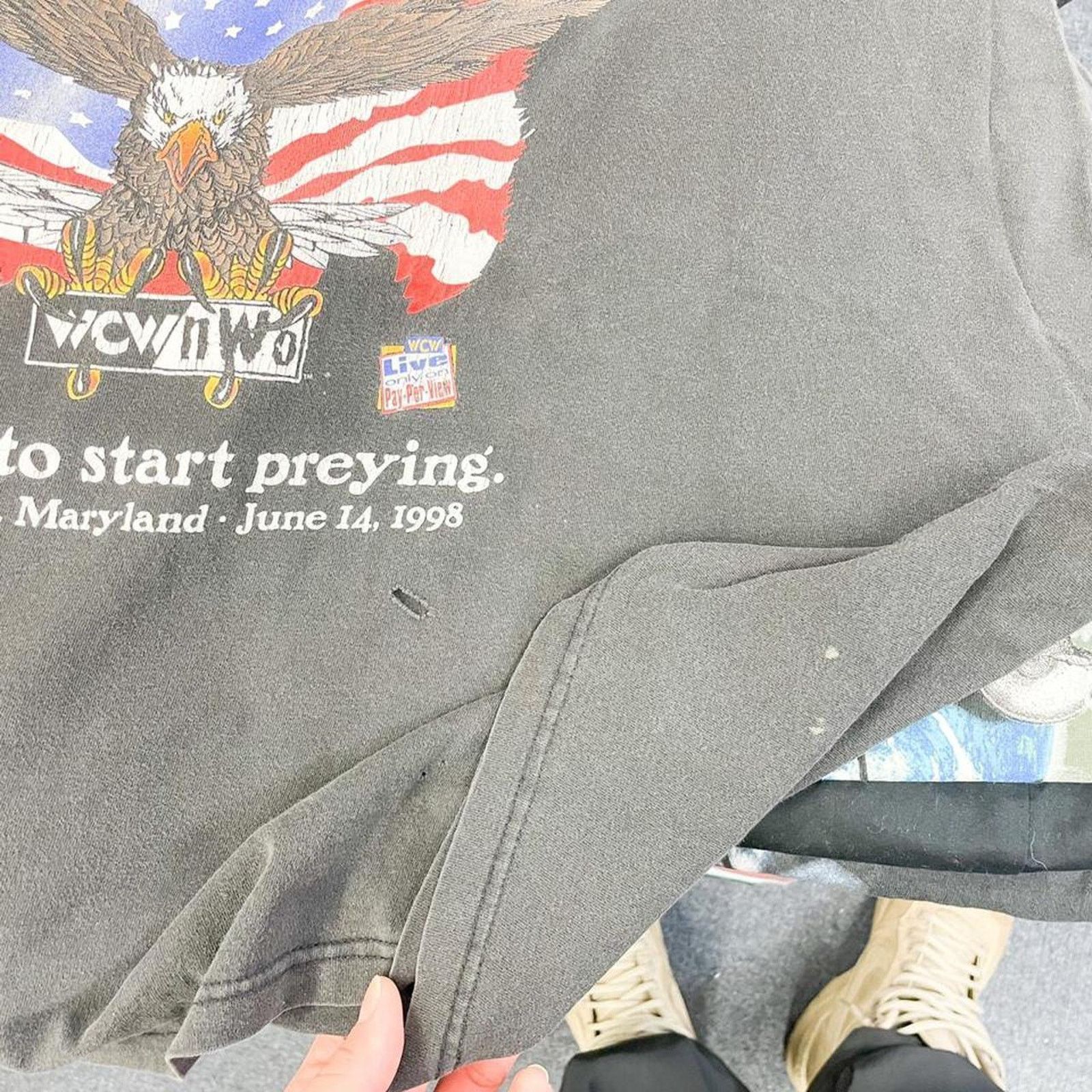 Vintage Vintage 90s Wcw Nwo Eagle Graphic Wrestling T-Shirt XXL Size US XXL / EU 58 / 5 - 3 Thumbnail