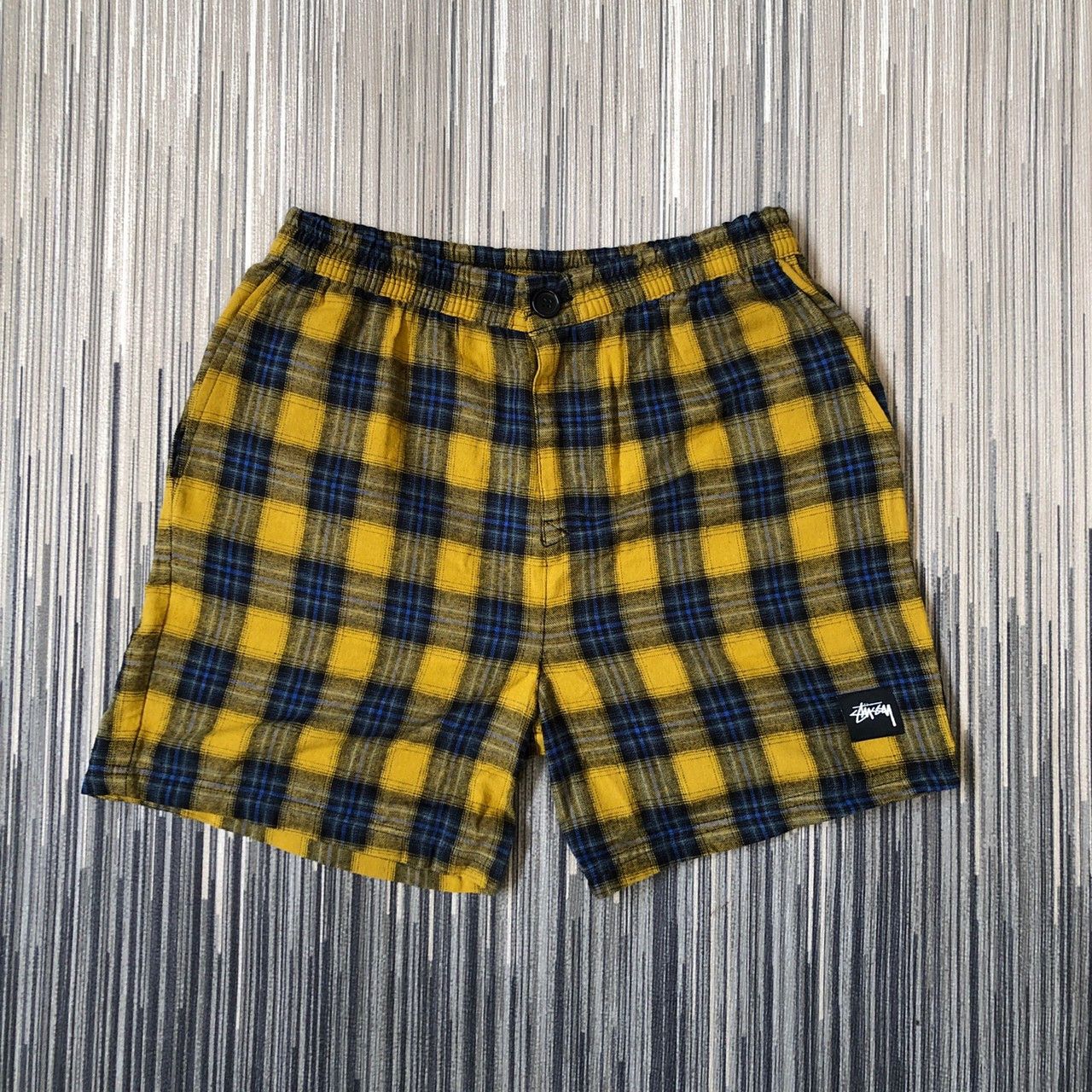 image of Stussy x Vintage Plaid Shorts in Yellow, Men's (Size 28)