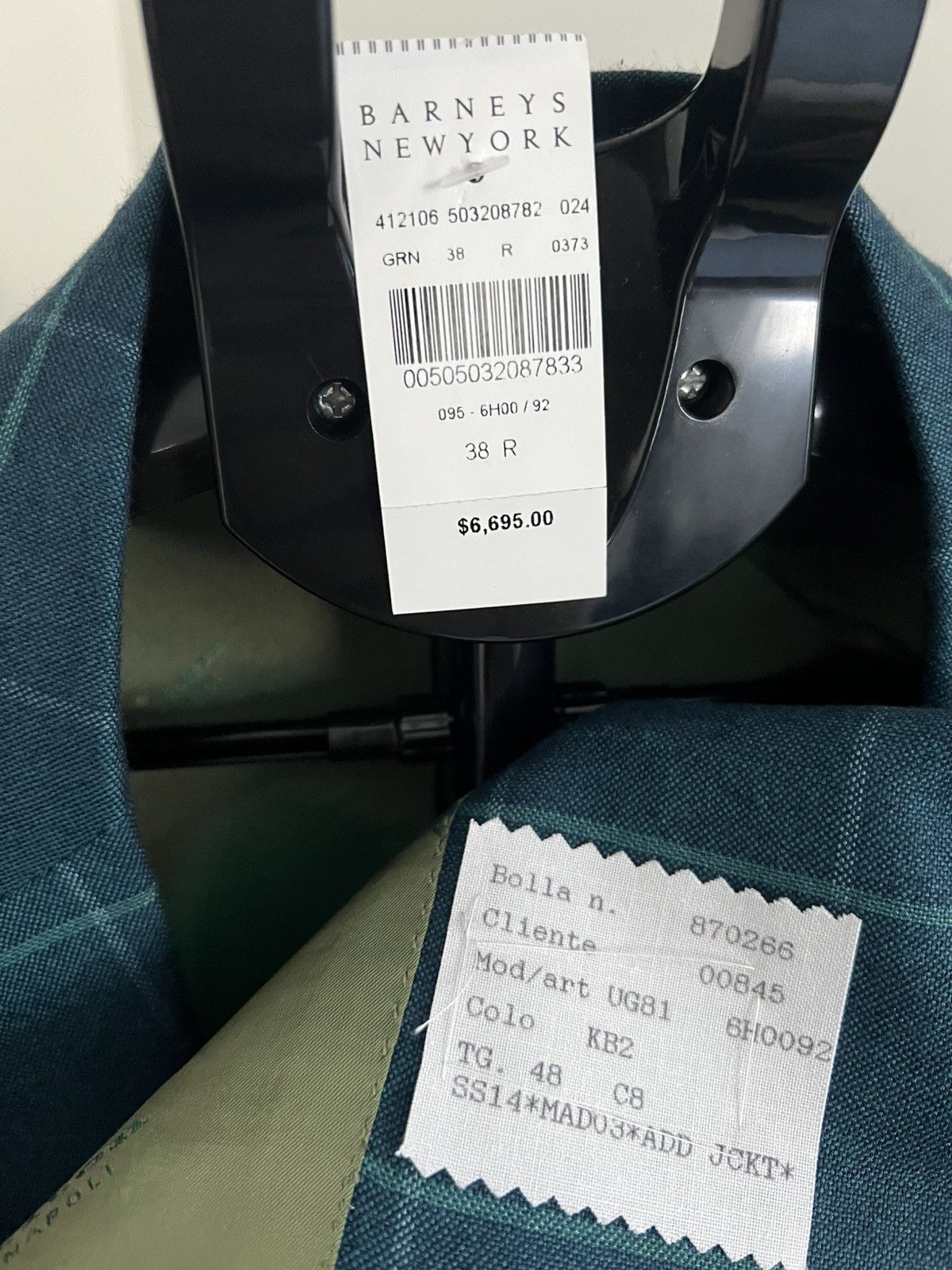 Barneys New York × Kiton Kiton Men Size 38R US 48 IT Green Windowpane Blazer NWT Size 38R - 4 Thumbnail