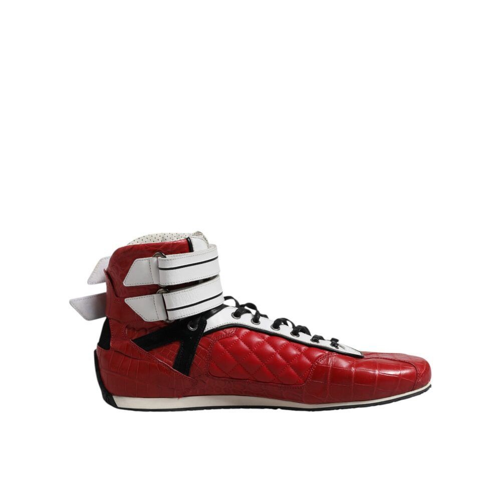 Dolce & Gabbana Dolce & Gabbana Red Quilted Leather Lace Up Sneakers Shoes Size US 11 / EU 44 - 7 Thumbnail