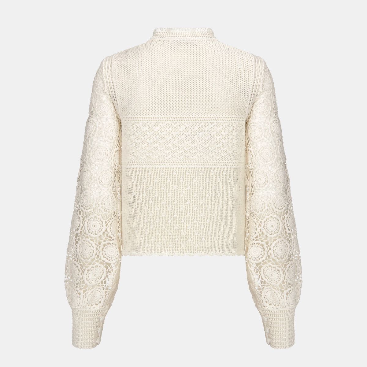 Dior o1bcso1str0225 Crochet-Effect Sweater in Ecru Size M / US 6-8 / IT 42-44 - 2 Thumbnail