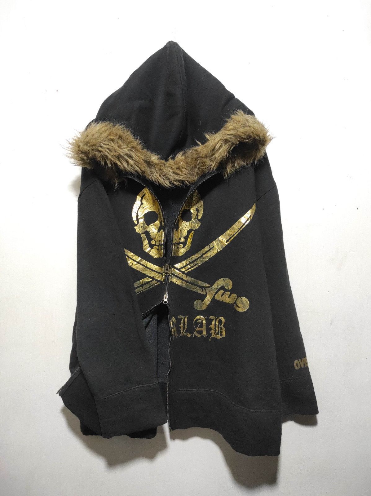 Japanese Brand Overlab skull double zip fur hoodie LGB style Size US XL / EU 56 / 4 - 12 Thumbnail
