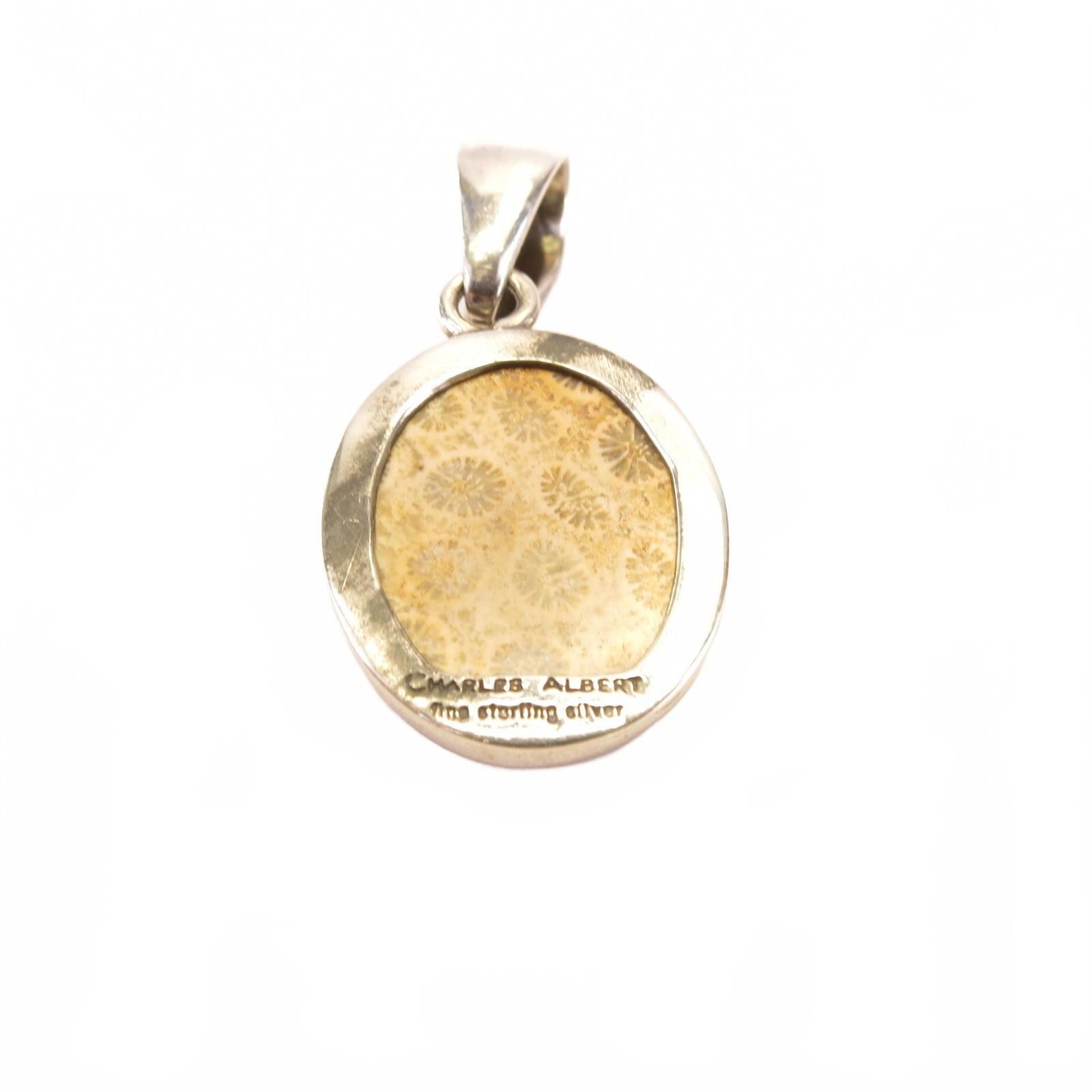 Other Vtg Signed Charles Albert Strlng Silver Coral Pendant 1.75" Size ONE SIZE - 3 Thumbnail