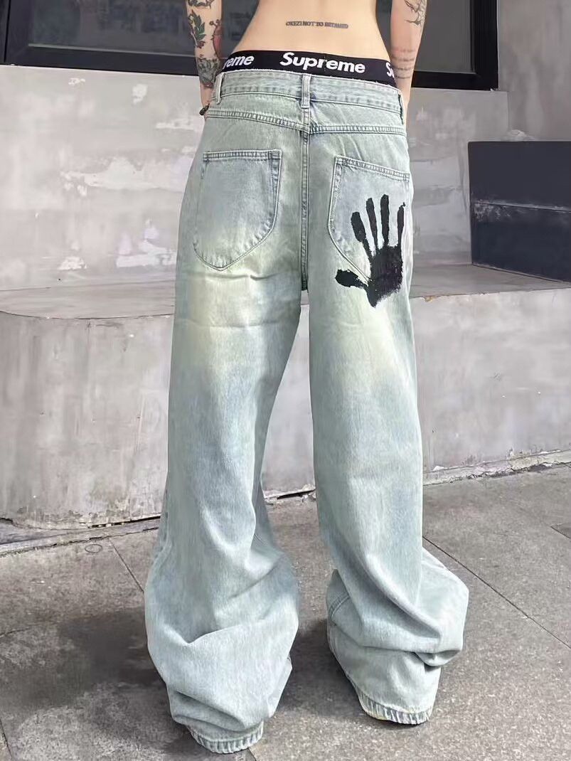Japanese Brand × Jean Retro loose high street printed jeans Size US 32 / EU 48 - 3 Thumbnail