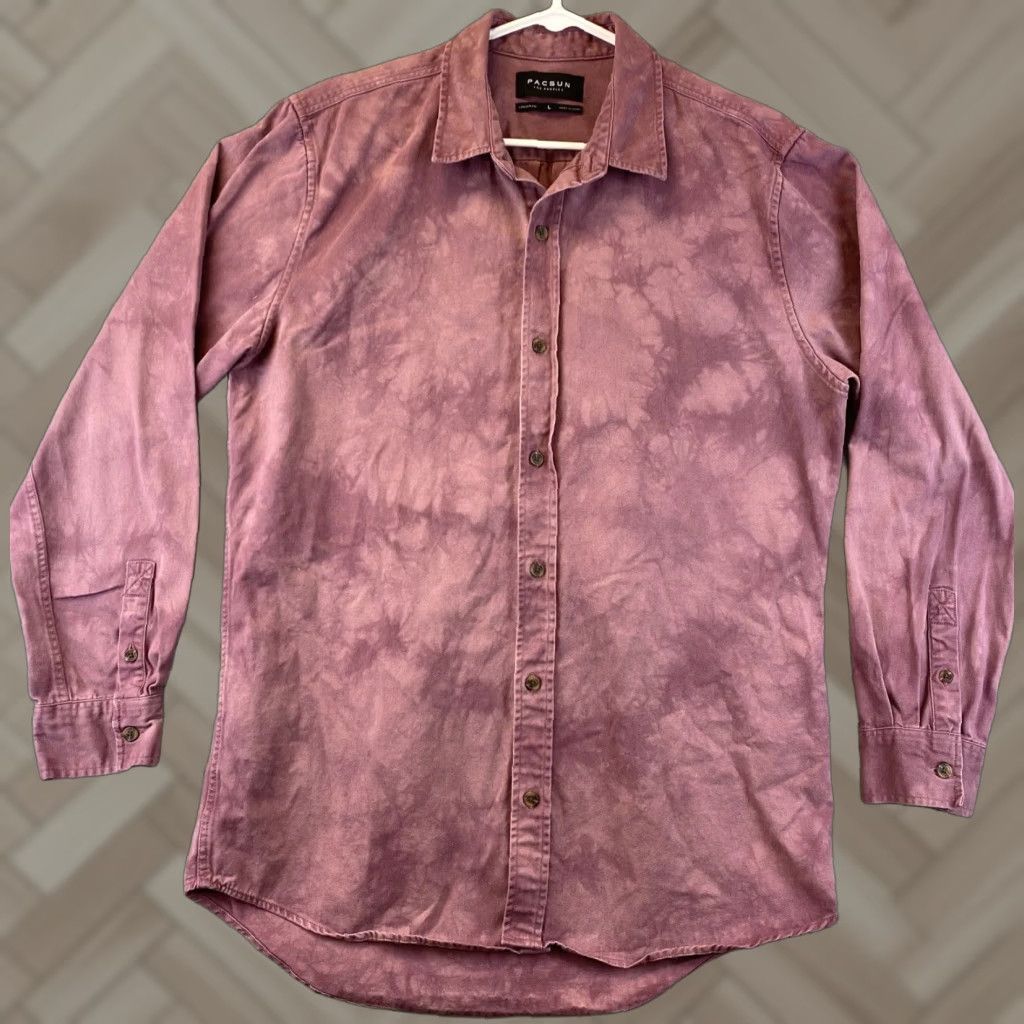 Pacsun VINTAGE Pacsun Dress Shirt Men Size 16.5 Long Sleeve Light Bleached Purple Cotton Size 42R - 1 Thumbnail