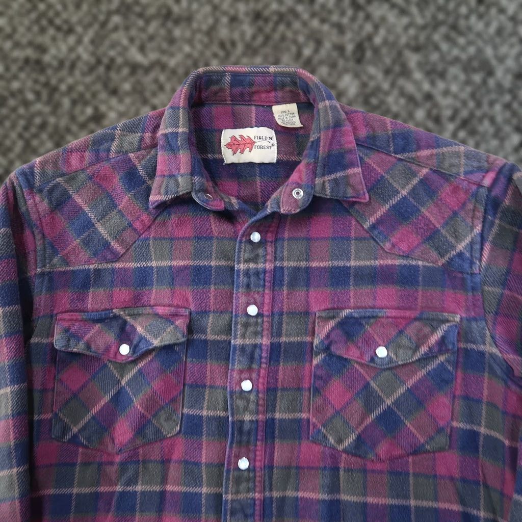 Vintage Field N' Forest Flannel Shirt Long Sleeve Snap Button Front Men's Large Plaid Size US L / EU 52-54 / 3 - 1 Thumbnail