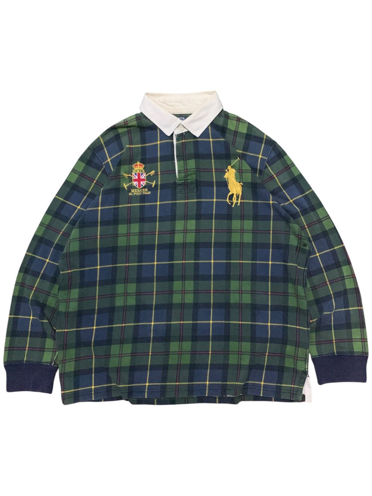Vintage Mercer RL Polo Team England Plaid Rugby Longsleeve