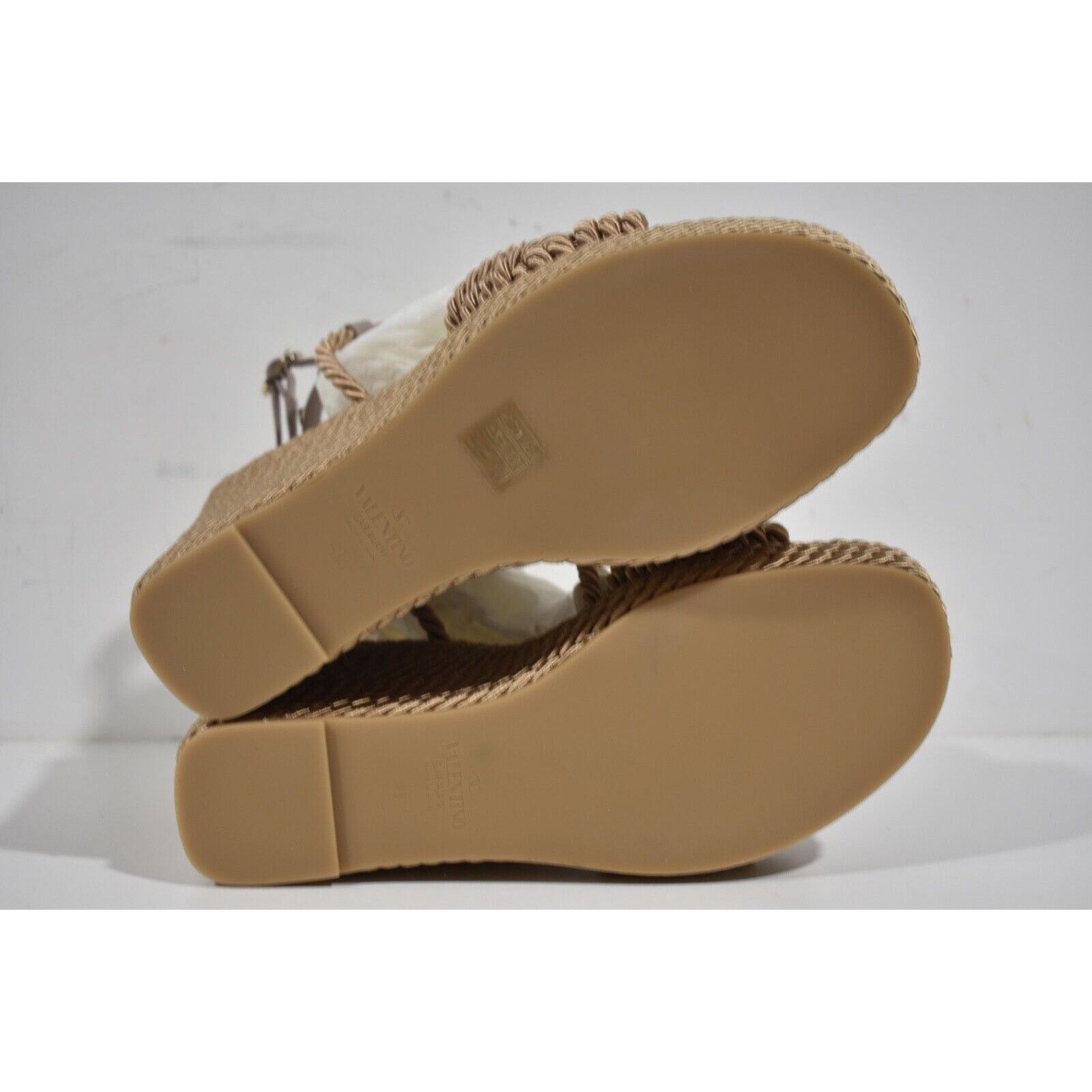 Valentino Valentino Rockstud Torchon Poudre Nude Cord Rope Wedge Ankle Size US 11 / IT 41 - 11 Thumbnail