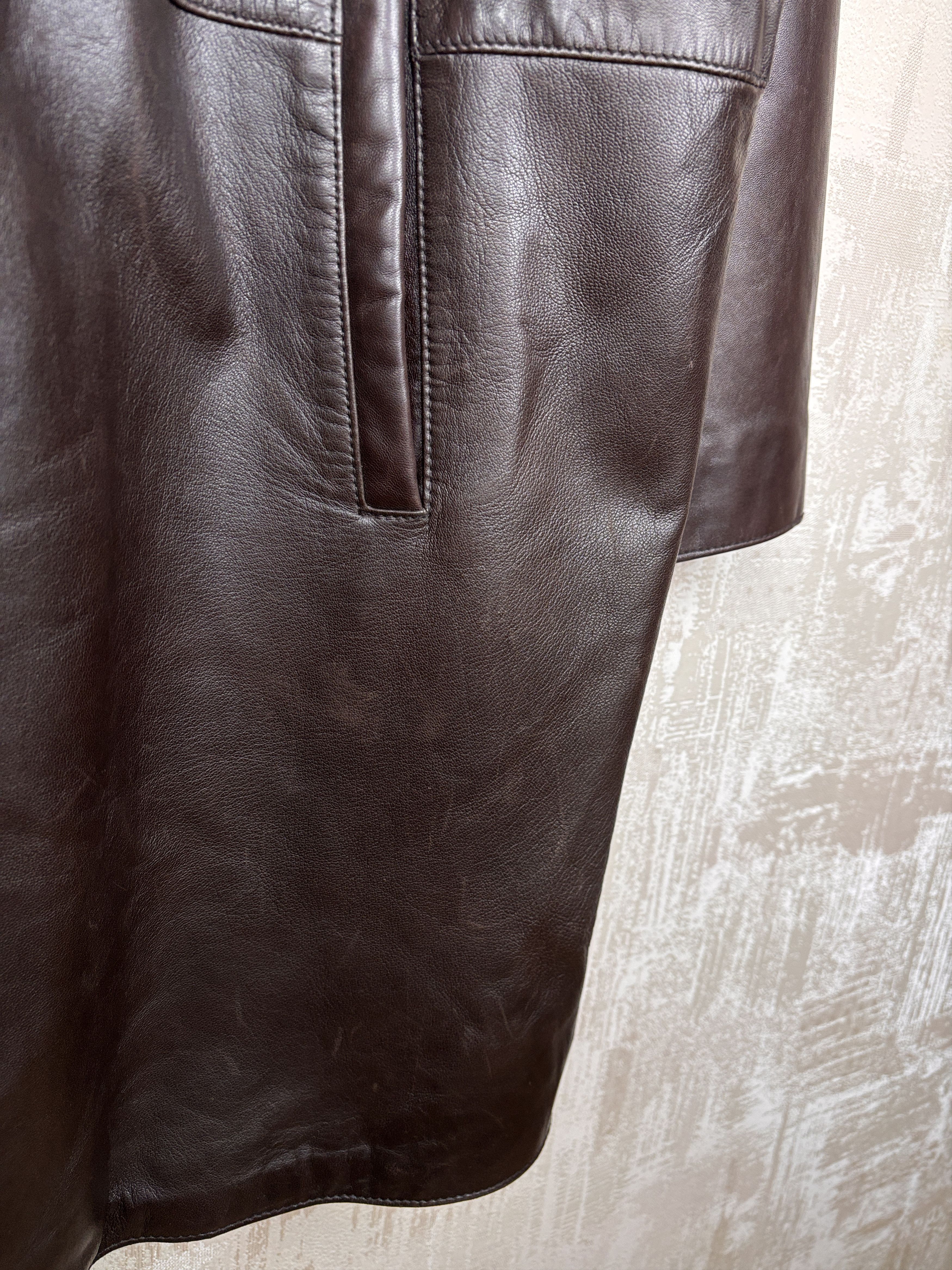 Strellson Strellson Vintage Leather Long Coat Jacket Size 50 Size US L / EU 52-54 / 3 - 5 Thumbnail