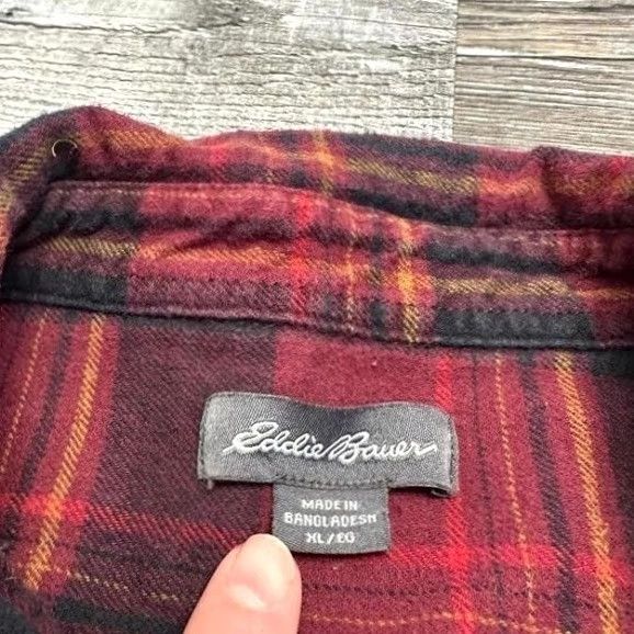 Eddie Bauer VINTAGE Eddie Bauer Maroon Mens XL Bristol Plaid Flannel Long Sleeve Button Up Shirt Size US XL / EU 56 / 4 - 4 Thumbnail