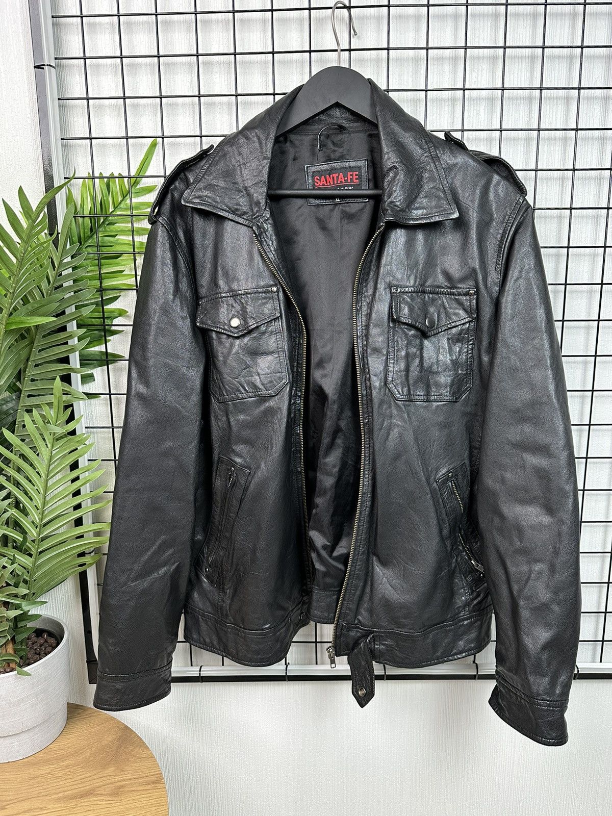 Vintage Leather Jacket Santa-Fe Vintage Men XL Black Size US XL / EU 56 / 4 - 1 Thumbnail