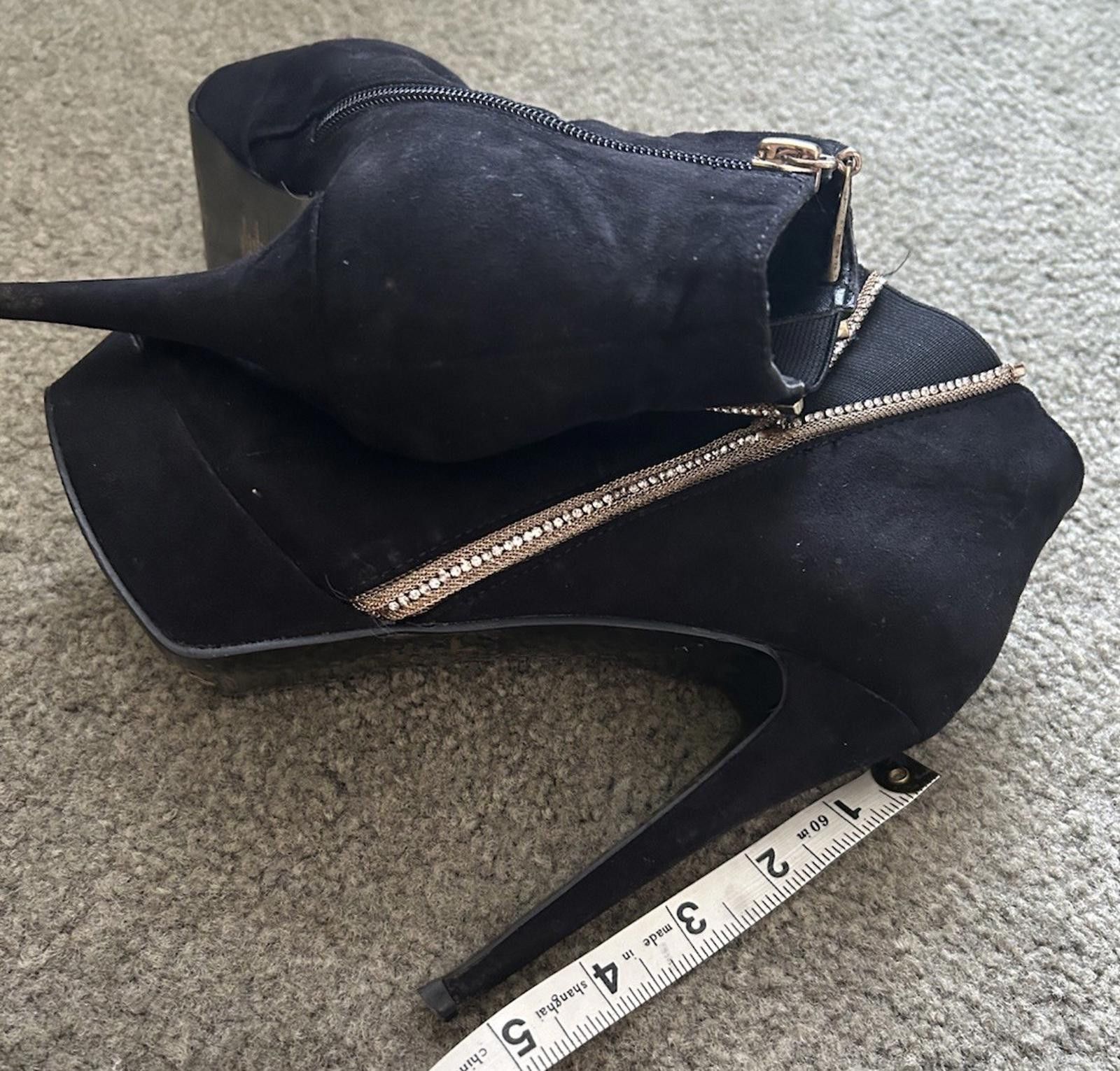 Designer FOREVER NEW Ankle Boot Stiletto Black Diamantés - Size 37 Size US 6 / IT 36 - 9 Thumbnail