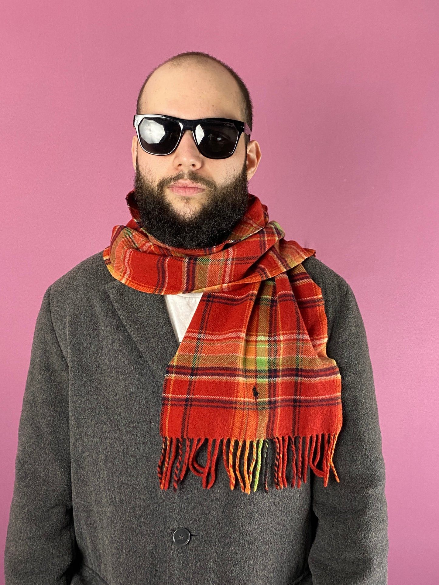 Polo Ralph Lauren × Vintage 90s Polo Ralph Lauren Vintage Plaid Scarf - Red Wool Size ONE SIZE - 1 Thumbnail