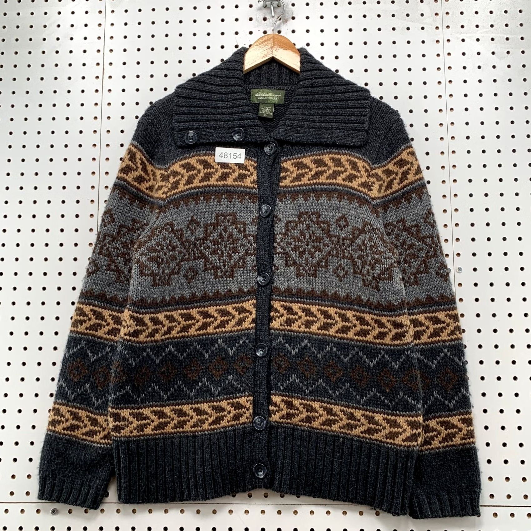 Eddie Bauer Eddie Bauer Cardigan Sweater Womens XL Gray Fair Isle Wool Knit Button Classic Pullover Holiday Winter Fall Spring Size XL / US 12-14 / IT 48-50 - 2 Thumbnail