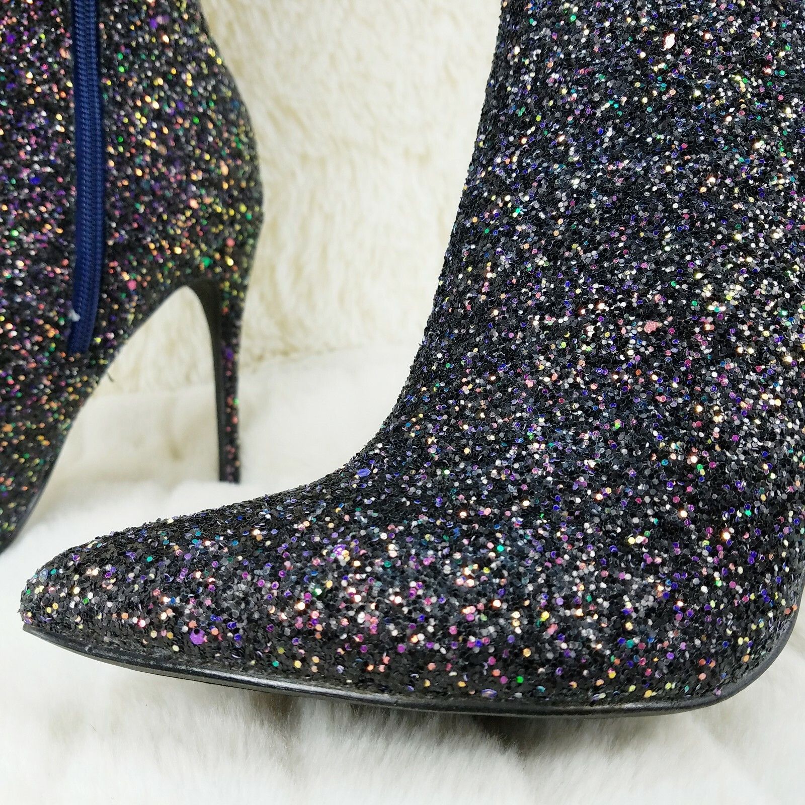 Other Courtly Black Multi Color Glitter 3015 Thigh High Boots 5" Size US 12 / IT 42 - 7 Thumbnail