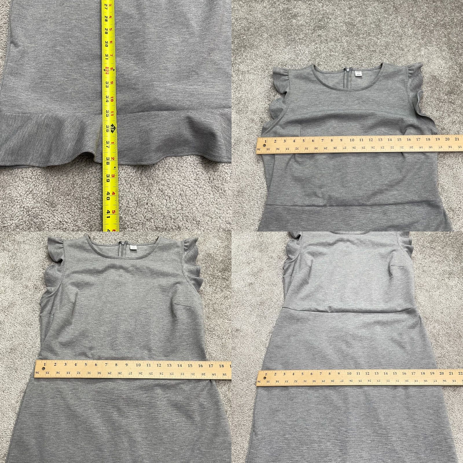 Old Navy Old Navy Dress Womens L Gray Ponte Knit Flutter Ruffle Sleeve Midi Sheath Zip Solid Work Size L / US 10 / IT 46 - 8 Thumbnail