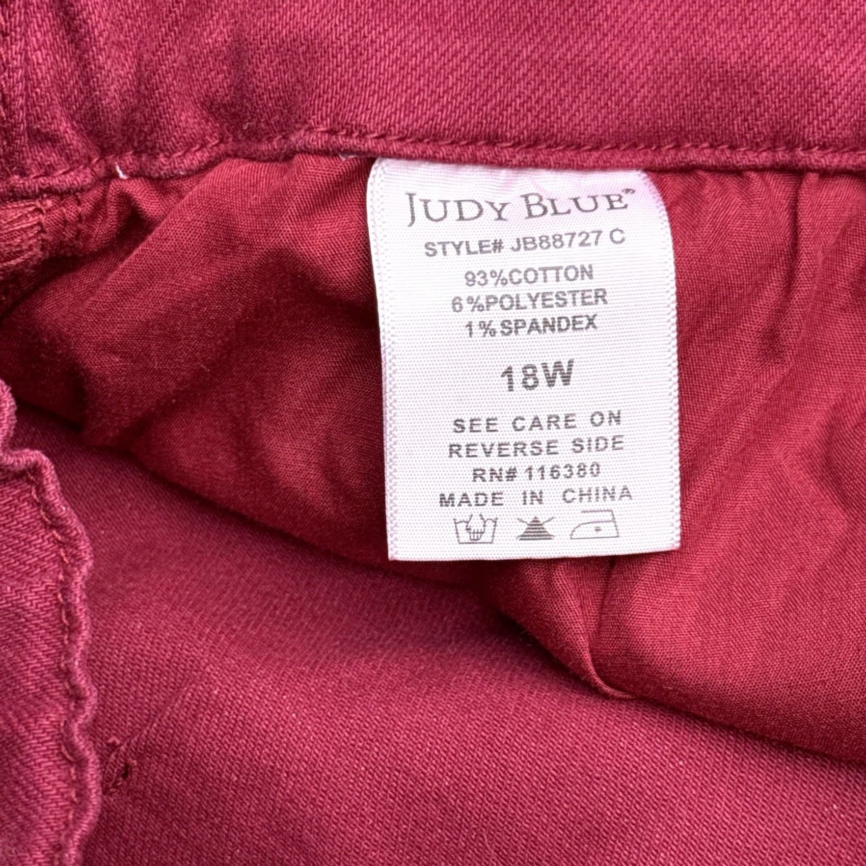 Vintage Judy Blue Jeans Womens 18W High Waisted Skinny Stretch Red Denim 5-Pocket City Stable High Rise Regular Plus Womens Size 40" / US 18 - 7 Thumbnail