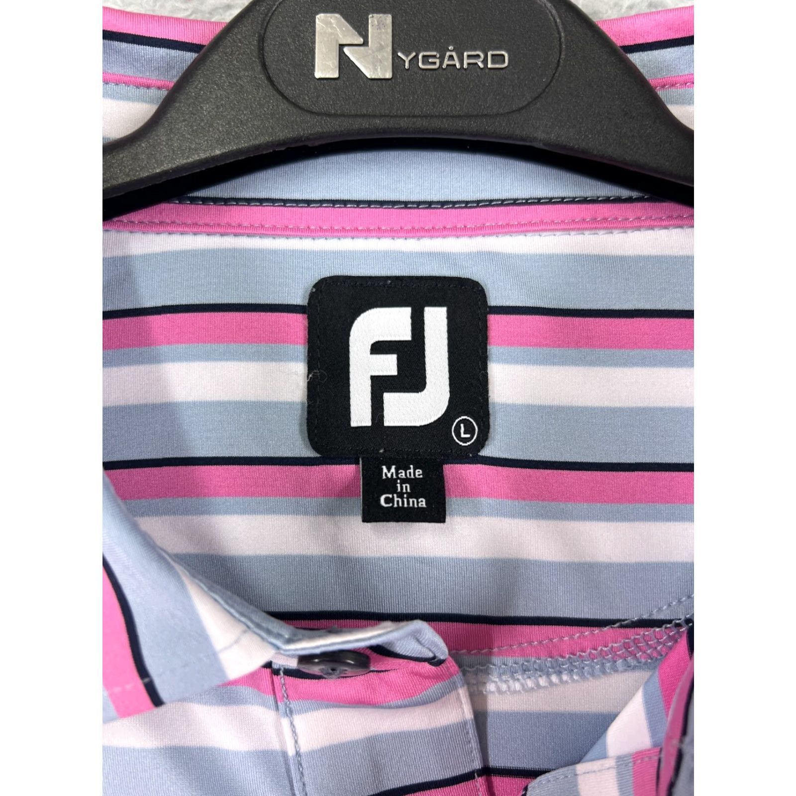 Footjoy FootJoy Polo Shirt Mens Large Pink Gray White Stripe Golf Golfer Lightweight Shirt Size US L / EU 52-54 / 3 - 3 Thumbnail
