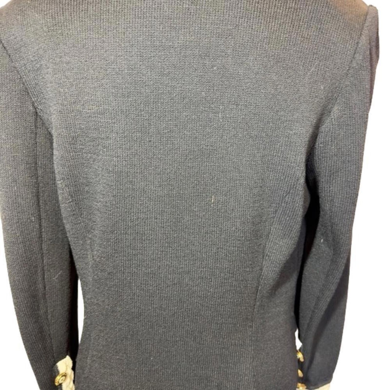 St. John St John Black Cardigan with Cream Accents Size M / US 6-8 / IT 42-44 - 3 Thumbnail