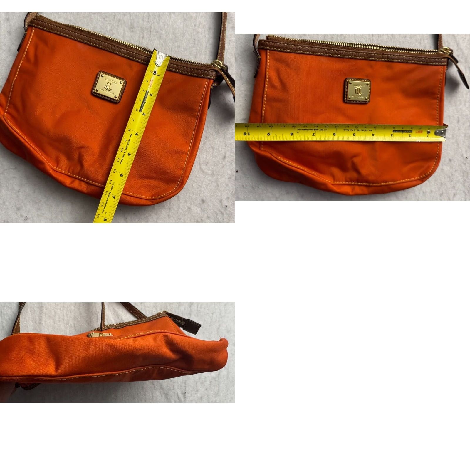 Ralph Lauren VINTAGE Lauren Ralph Purse Womens Small Crescent Bag Orange Pouch Zip Strap Crossbody Size ONE SIZE - 9 Thumbnail