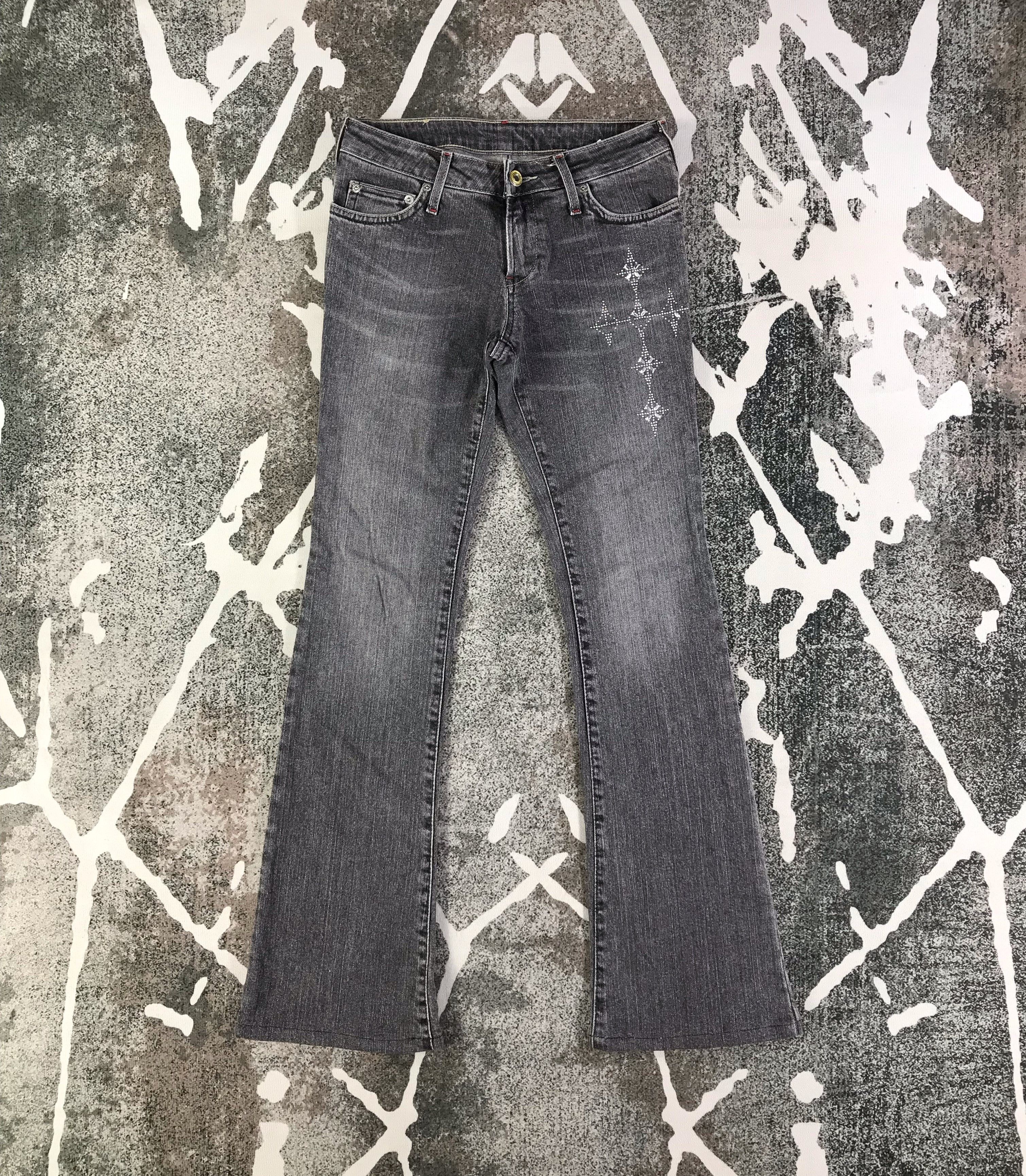 Japanese Brand Cimarron Faded Black Flared Denim KJ1969 Size 27" / US 4 / IT 40 - 1 Thumbnail