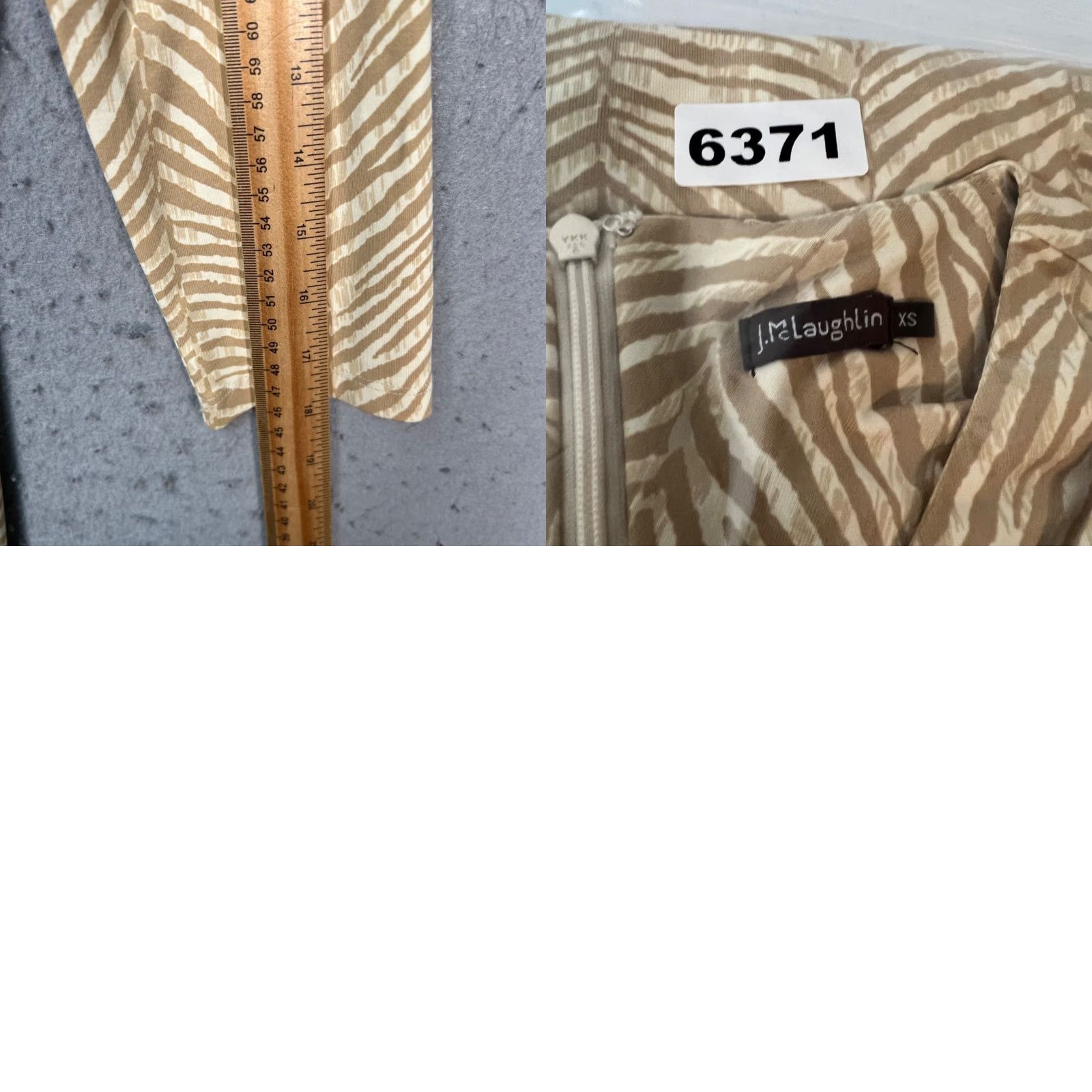 J.McLaughlin J. McLaughlin Womens XS Zebra Print Beige White Dress 3/4 Sleeves Size XS / US 0-2 / IT 36-38 - 8 Thumbnail