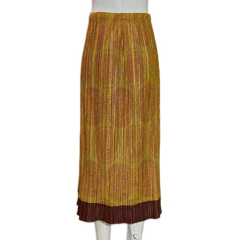 Other Issey Miyake size:3 Yellow pleated long skirt Size 23" - 2 Thumbnail