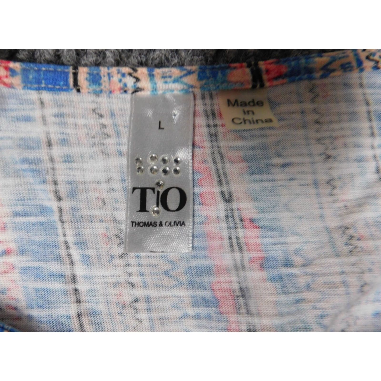 Vintage Thomas & Olivia Womens Blouse L Blue Stretch Pullover Casual 3/4 Sleeve Cap Sleeve Button Polyester Classic, Regular Fit Size L / US 10 / IT 46 - 5 Thumbnail